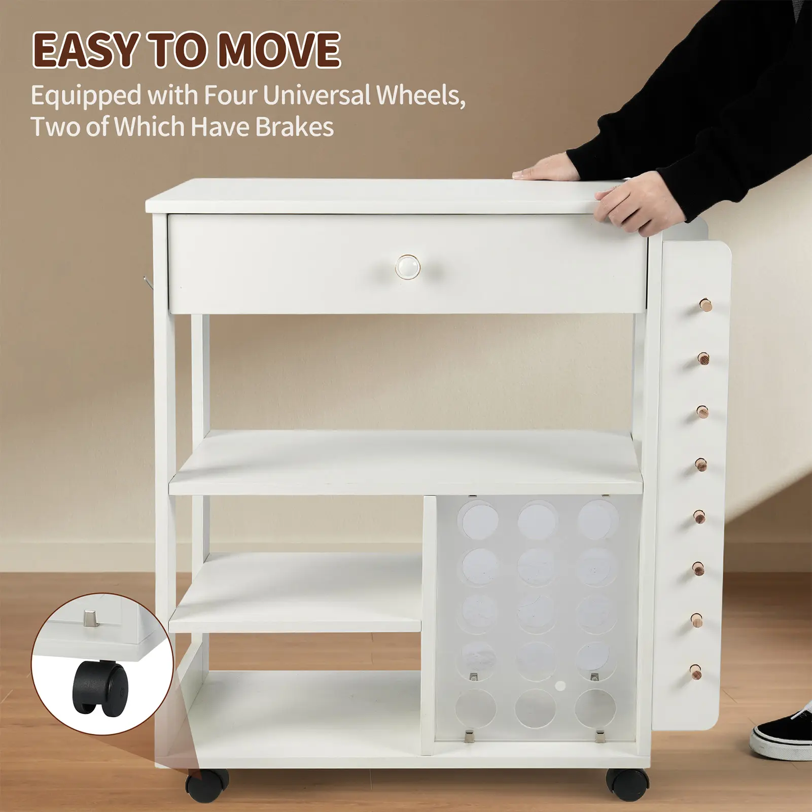 Mobile Storage Rack Craft Storage Cart Trolley Kitchen Bathroom Bedroom Multi Storey Snacks Storage Rack with Wheels Organizer
