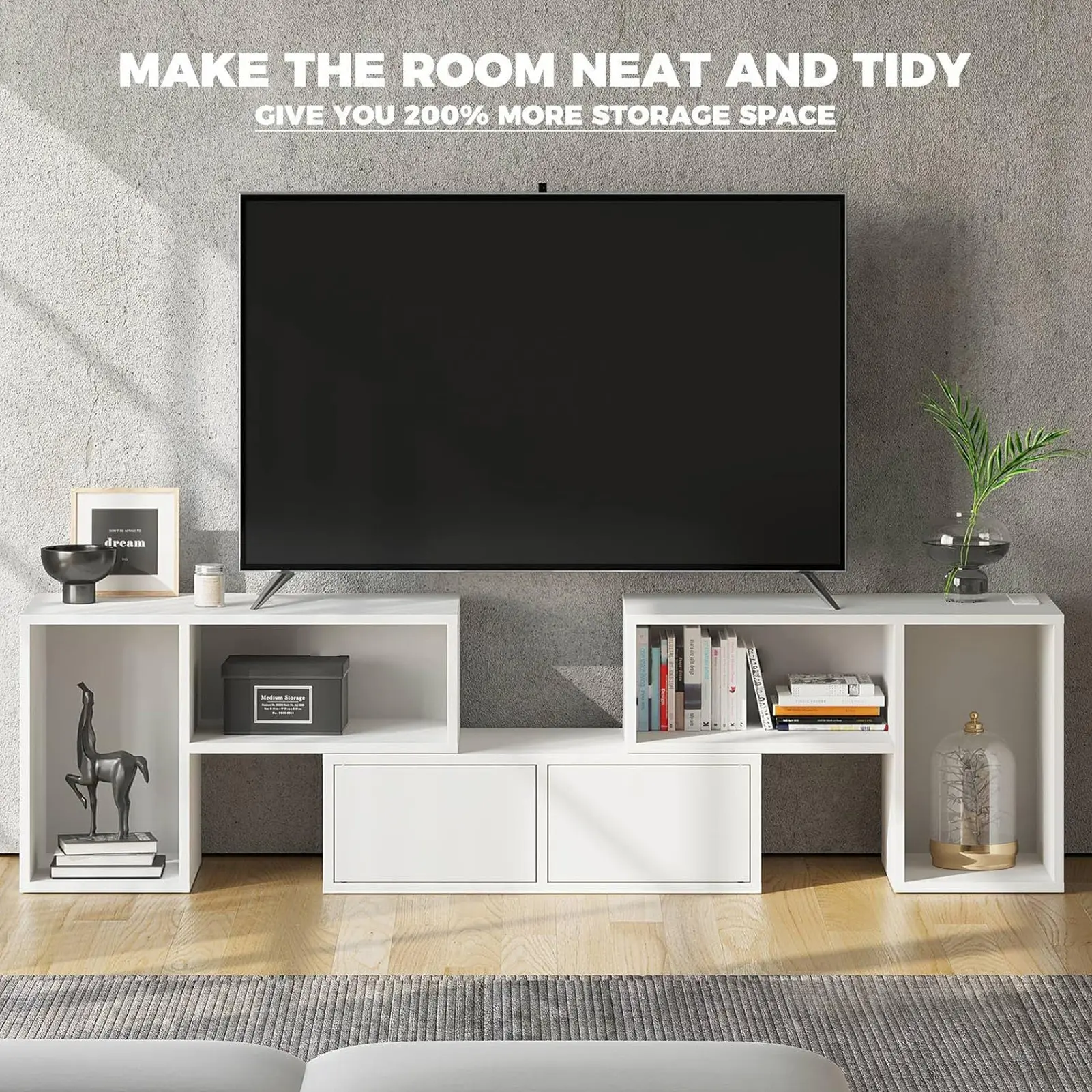 Board TV Cabinet Board TV Cabinet Stand Panel Set with LED Light Drawer Living Room Home Furniture Board TV Stand Home Furniture