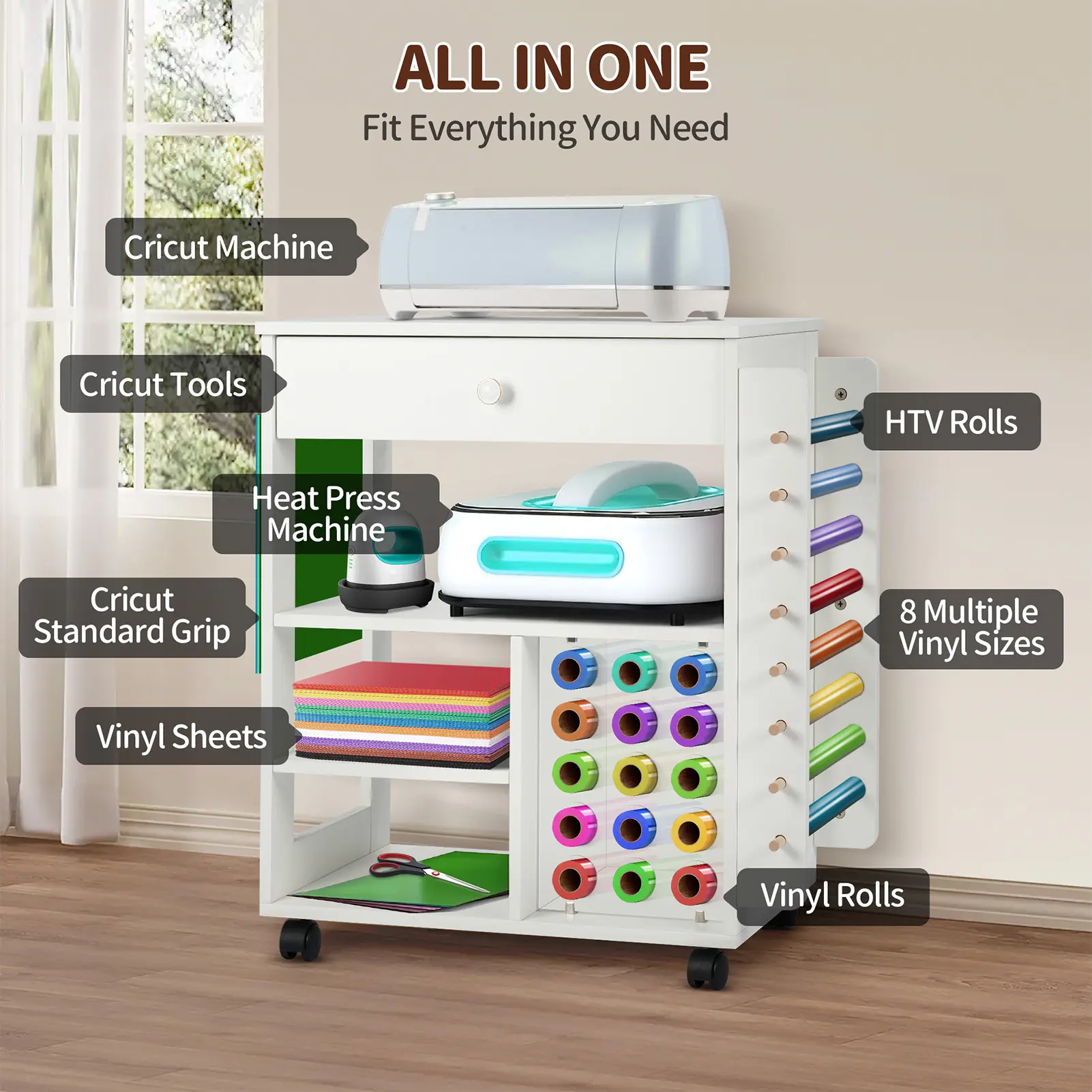 Mobile Storage Rack Craft Storage Cart Trolley Kitchen Bathroom Bedroom Multi Storey Snacks Storage Rack with Wheels Organizer