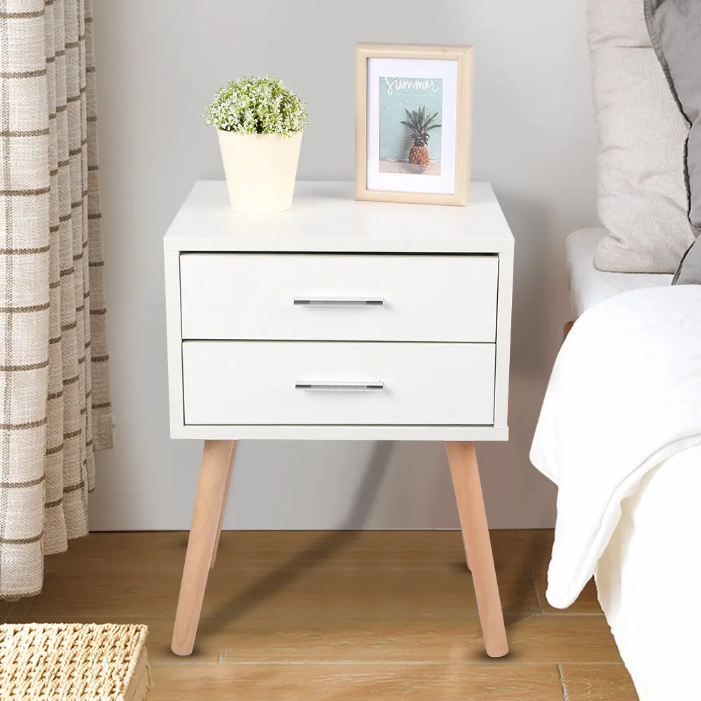 End Tables Storage Unit Bedside Table Stable Bedside Table with Two Drawers Floor Cabinet Bedroom Nightstand Storage Organizer