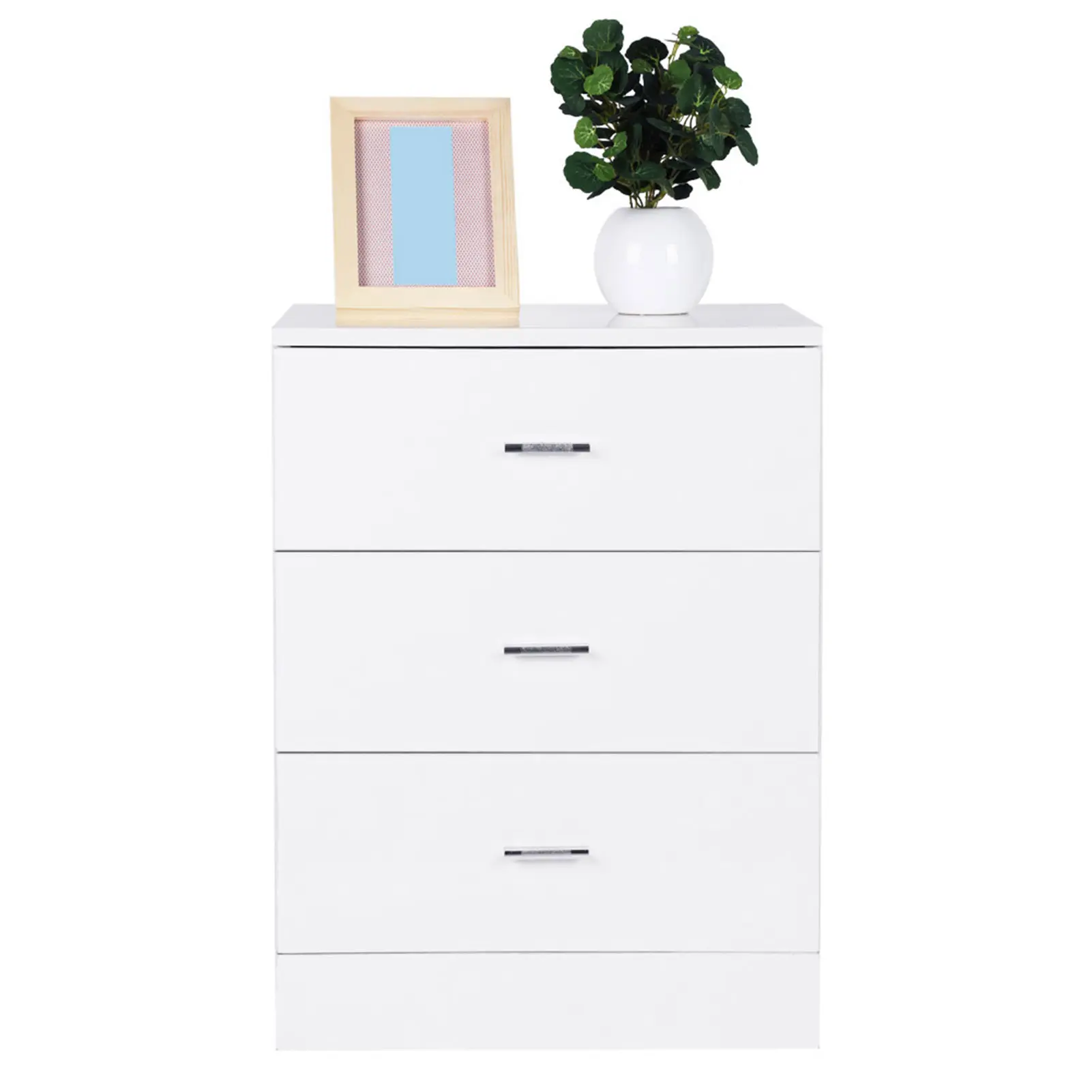 Modern Design 3-drawer Nightstand Glossy White Nightstand End Table Side Table high quality MDF board, eco-friendly and durable
