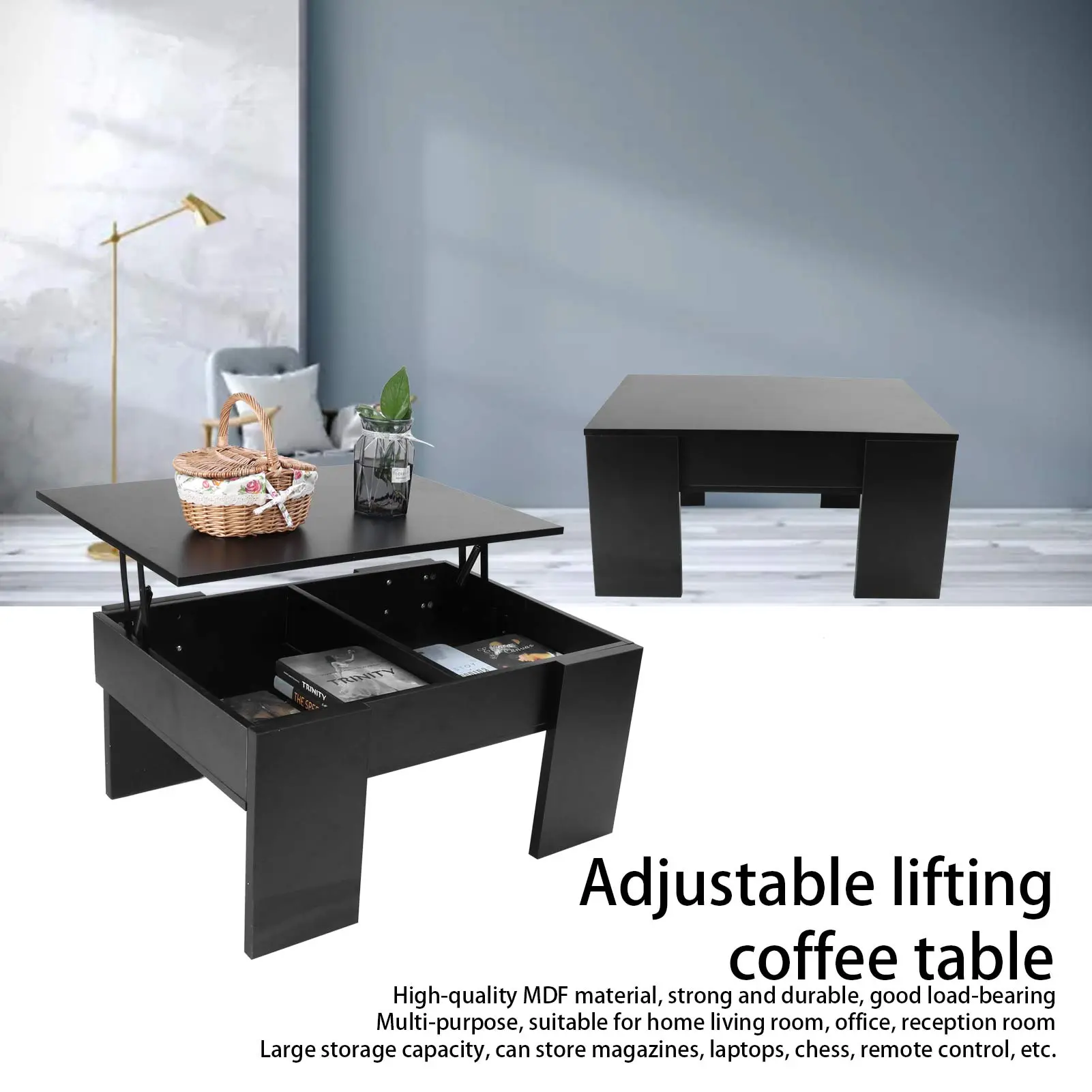 Coffee Table Modern Coffee Table with Height‑Adjustable Tabletop Wood Tea Table for Living Room  Tea Table Wooden Table