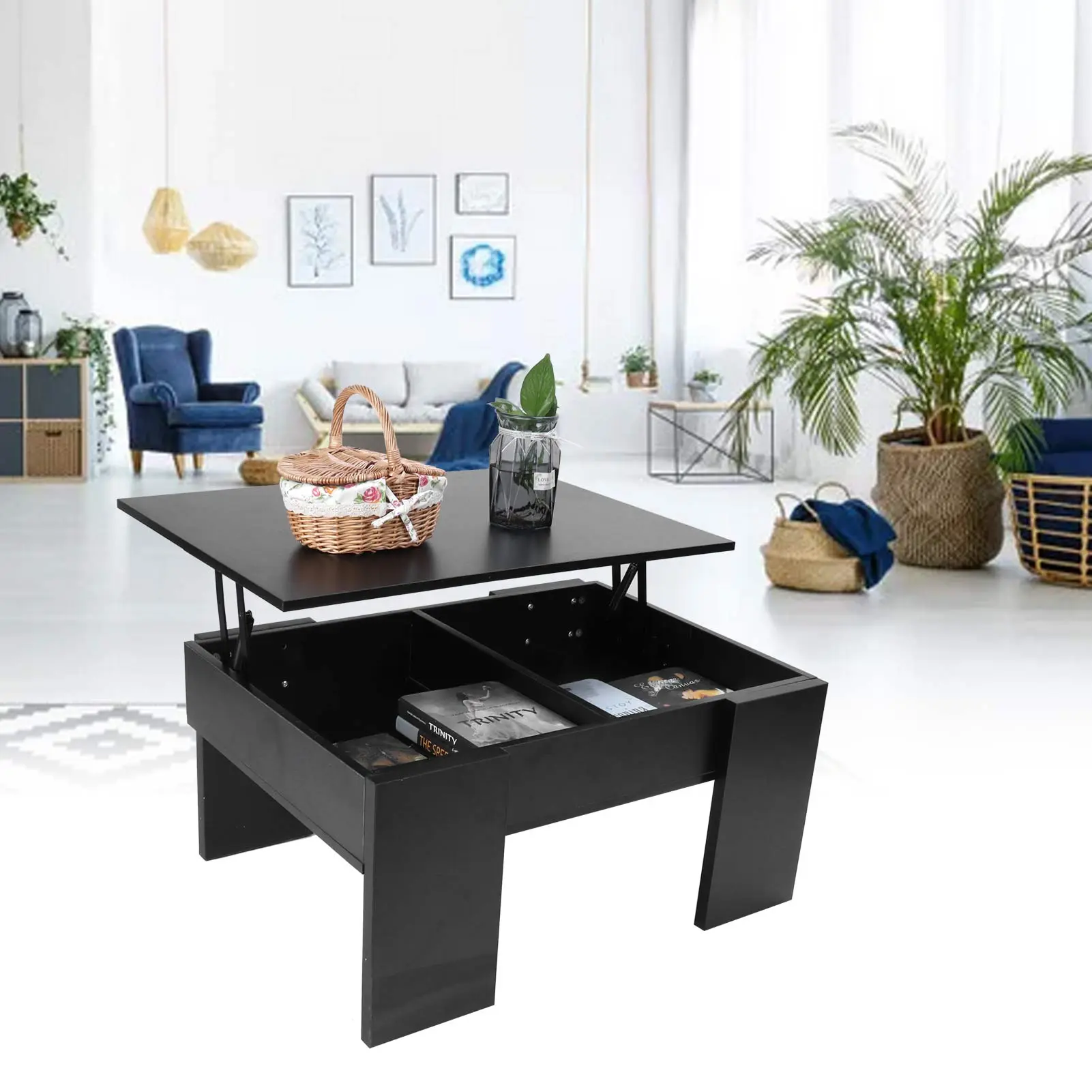 Coffee Table Modern Coffee Table with Height‑Adjustable Tabletop Wood Tea Table for Living Room  Tea Table Wooden Table