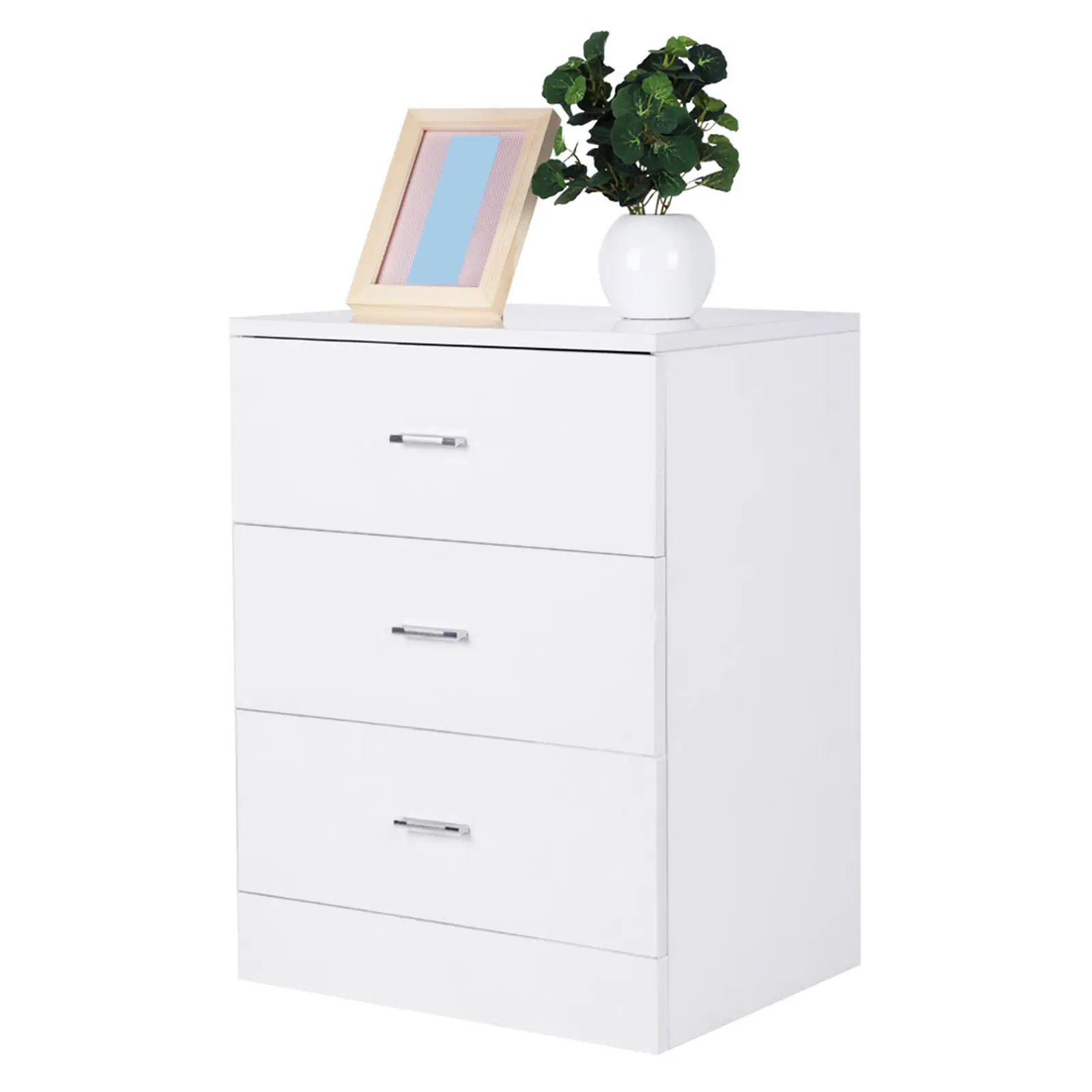Modern Design 3-drawer Nightstand Glossy White Nightstand End Table Side Table high quality MDF board, eco-friendly and durable