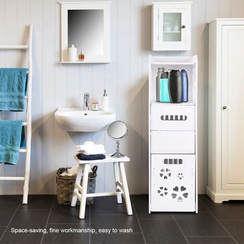 Bathroom Supplies Cabinet Wood Plastic Board Corrosion Resistant Waterproof 3 Layer Bathroom Shelf Cabinet Household Supplies