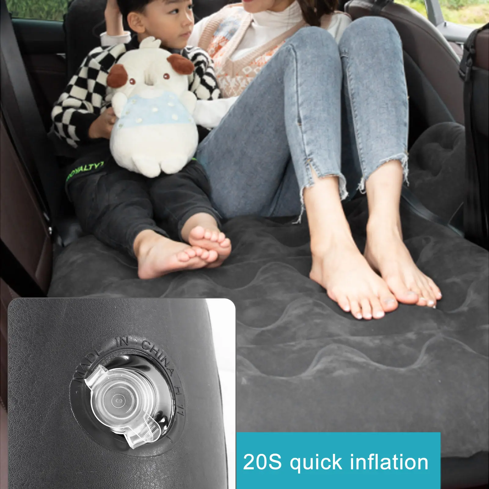 Car Air Bed Inflatable Car Mattress Inflatable Car Air Mattress Bed Hammock Type Suede Car Camping Bed Sleeping Pad for Travel