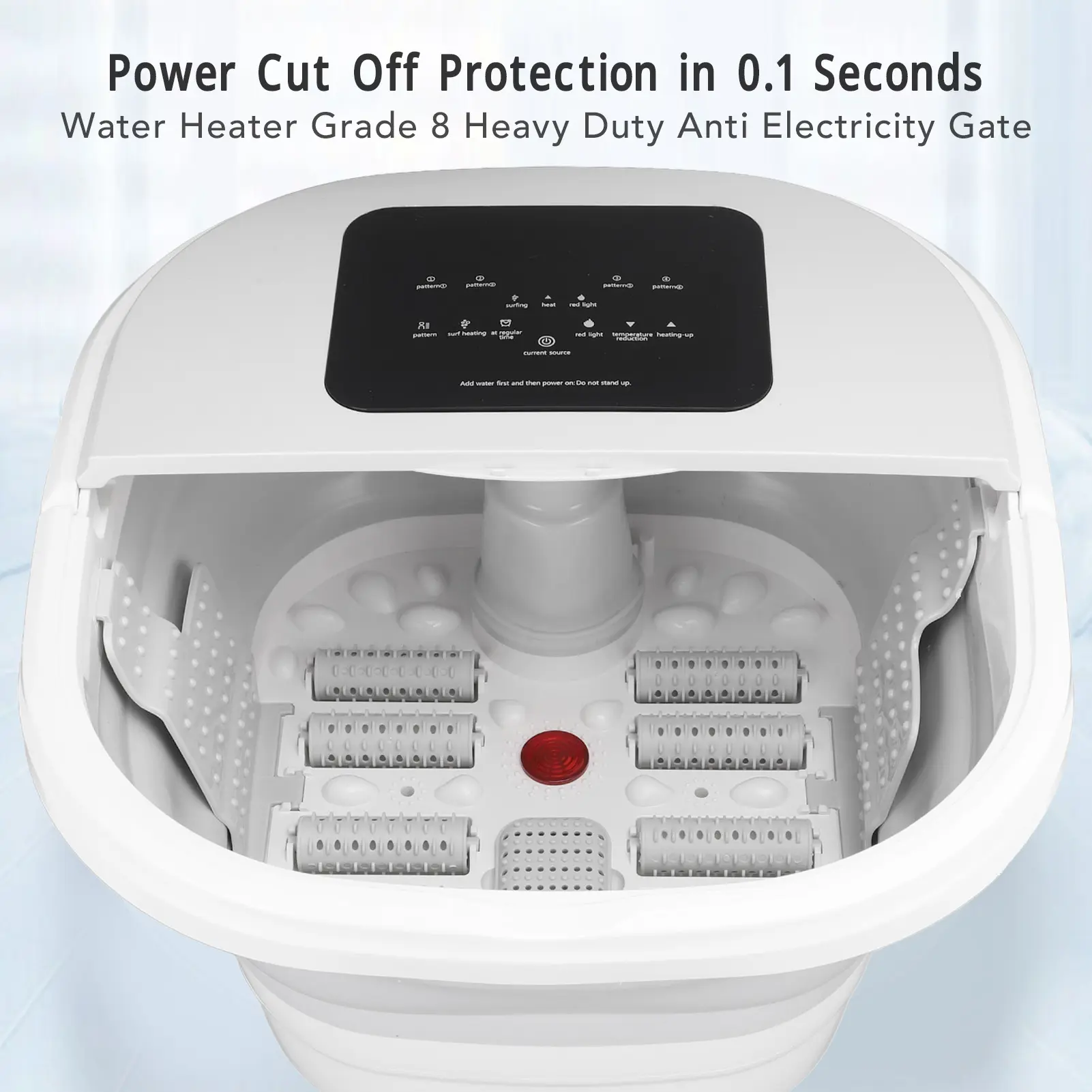 Foot Soak Tub Smart Foldable 420W 8L Large Capacity Heating Foot Massager Spa Soaker with 8 Set Rollers Foot Massager Spa Soaker