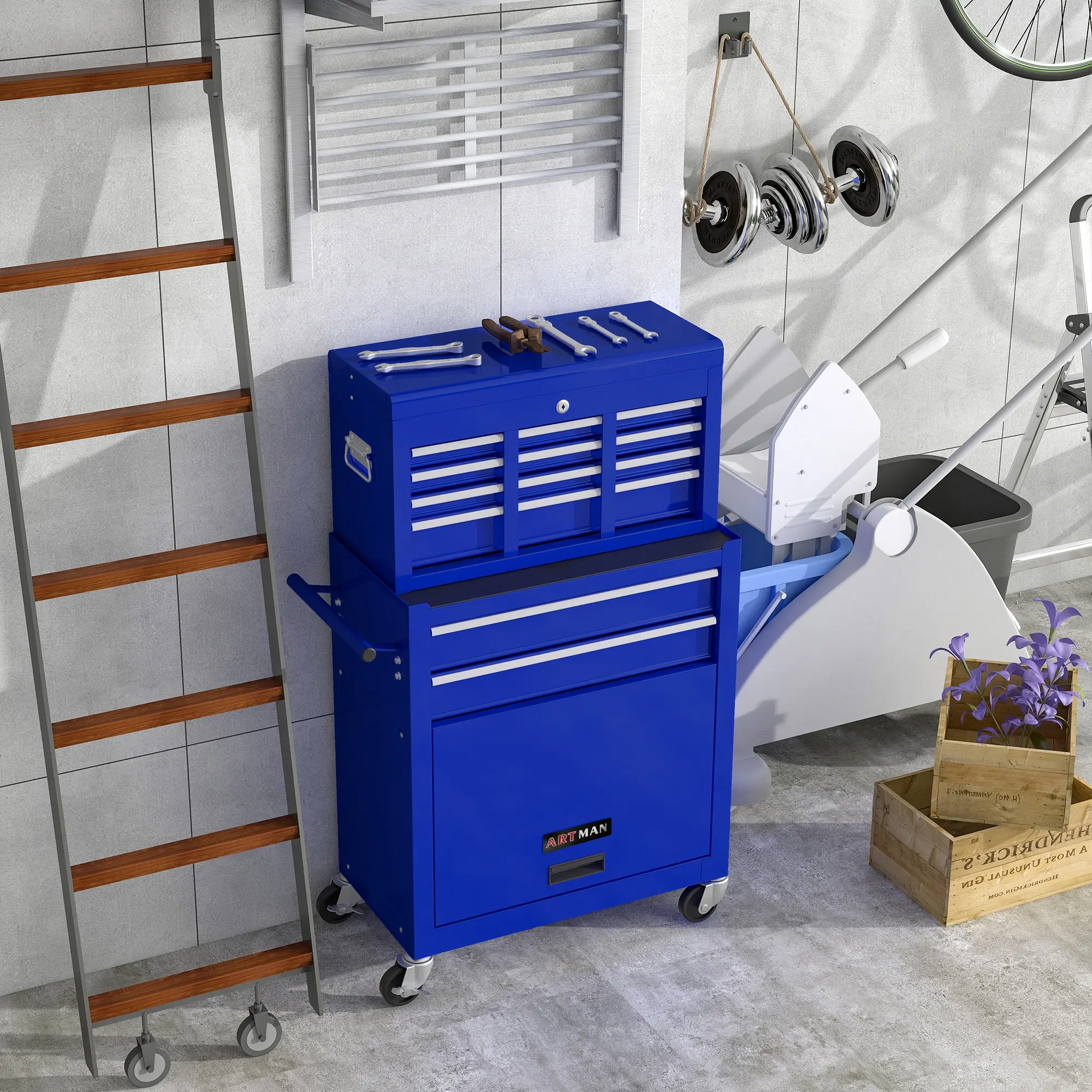 High Capacity Rolling Tool Chest with Wheels and Drawers, 8-Drawer Tool Storage Cabinet