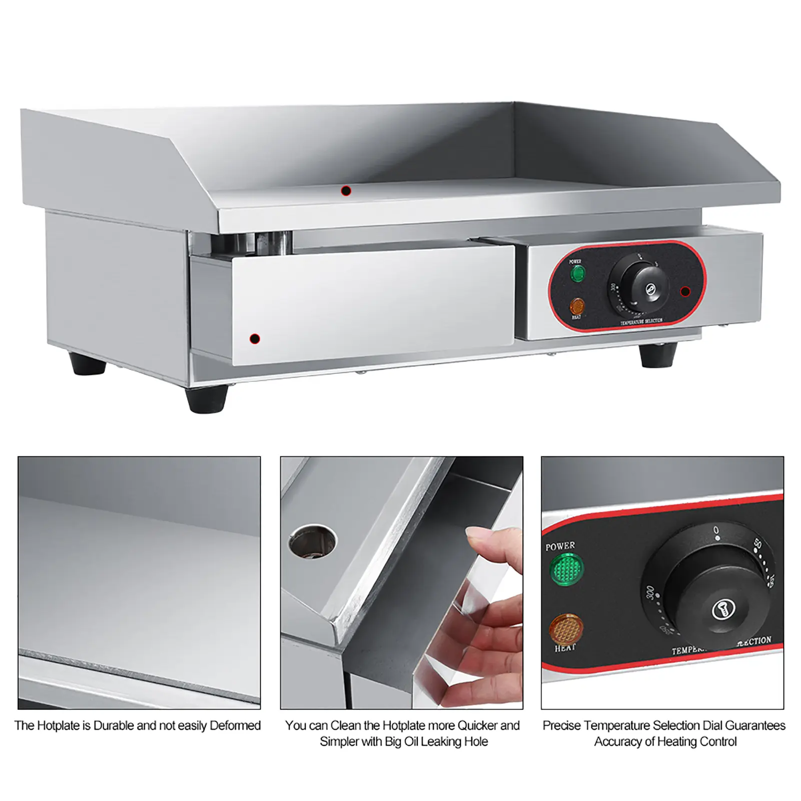 Commercial Grill Hot Plate Griddle Countertop Griddle Stainless Steel Electric Griddle Countertop Hot Plate Commercial BBQ Grill