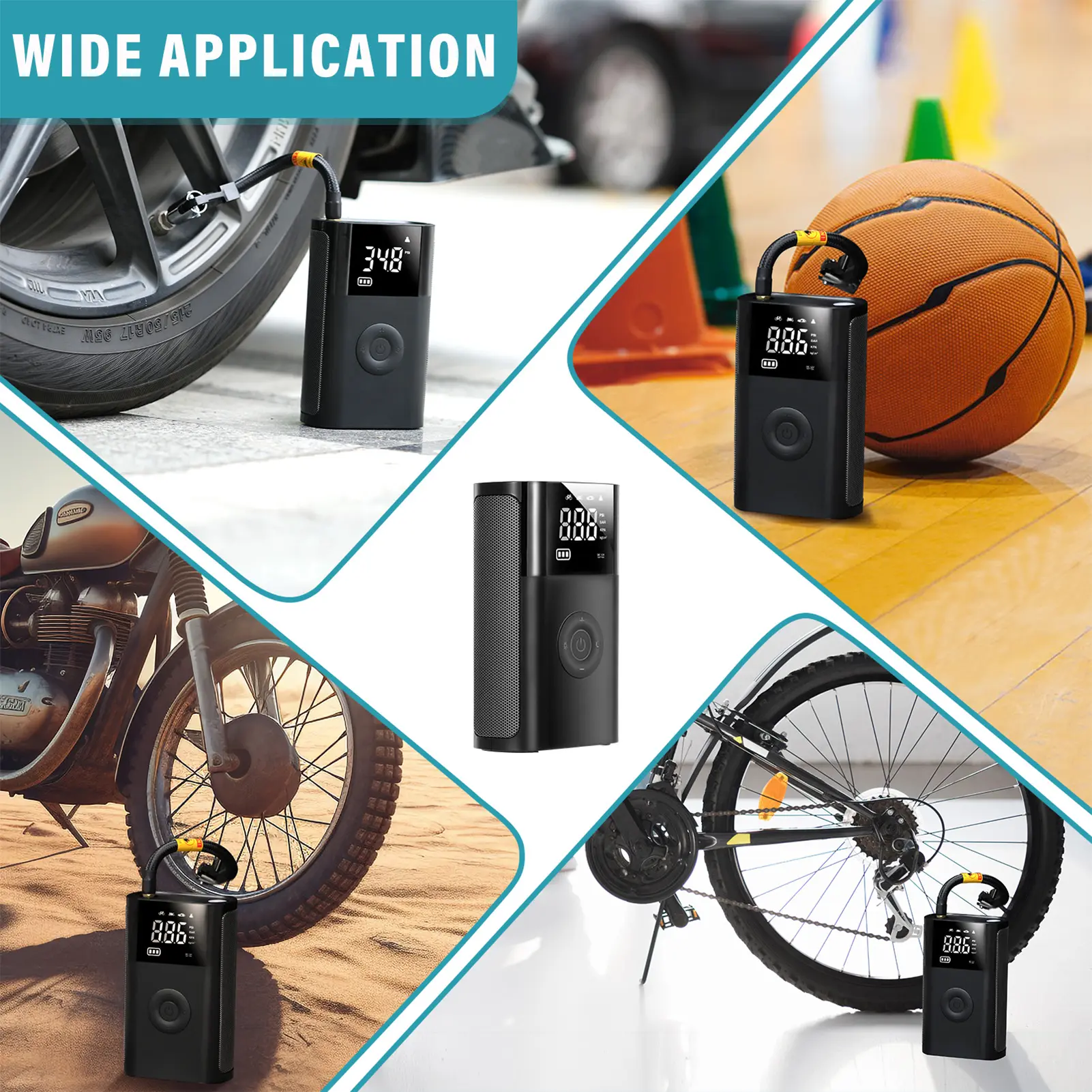 TOMSHOO Multi-Functional Car Air Pump Electric inflator Multi-Functional Car Air Pump