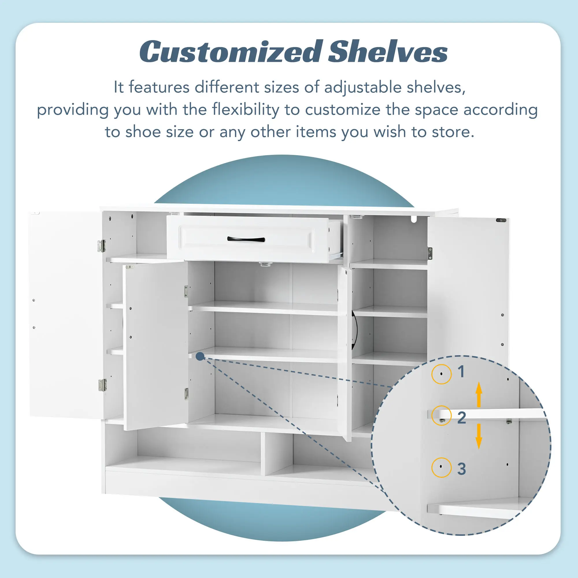 Sleek and Modern Shoe Cabinet with Adjustable Shelves, Minimalist Shoe Storage Organizer with Sturdy Top Surface, Space-saving D
