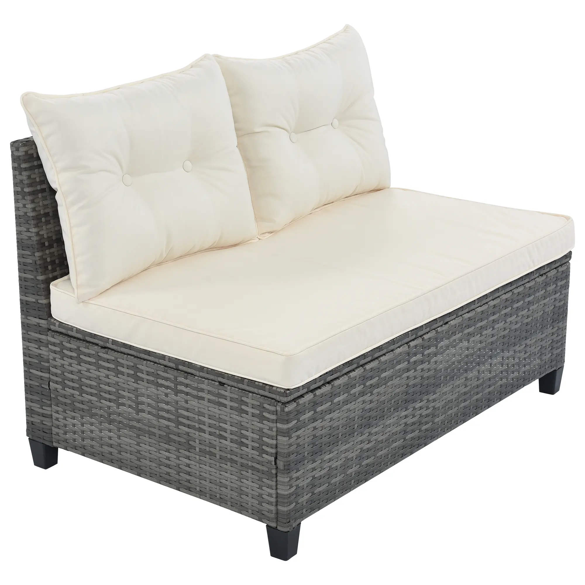 8-pieces Outdoor Wicker Round Sofa Set, Half-Moon Sectional Sets All Weather, Curved Sofa Set With Rectangular Coffee Table, PE