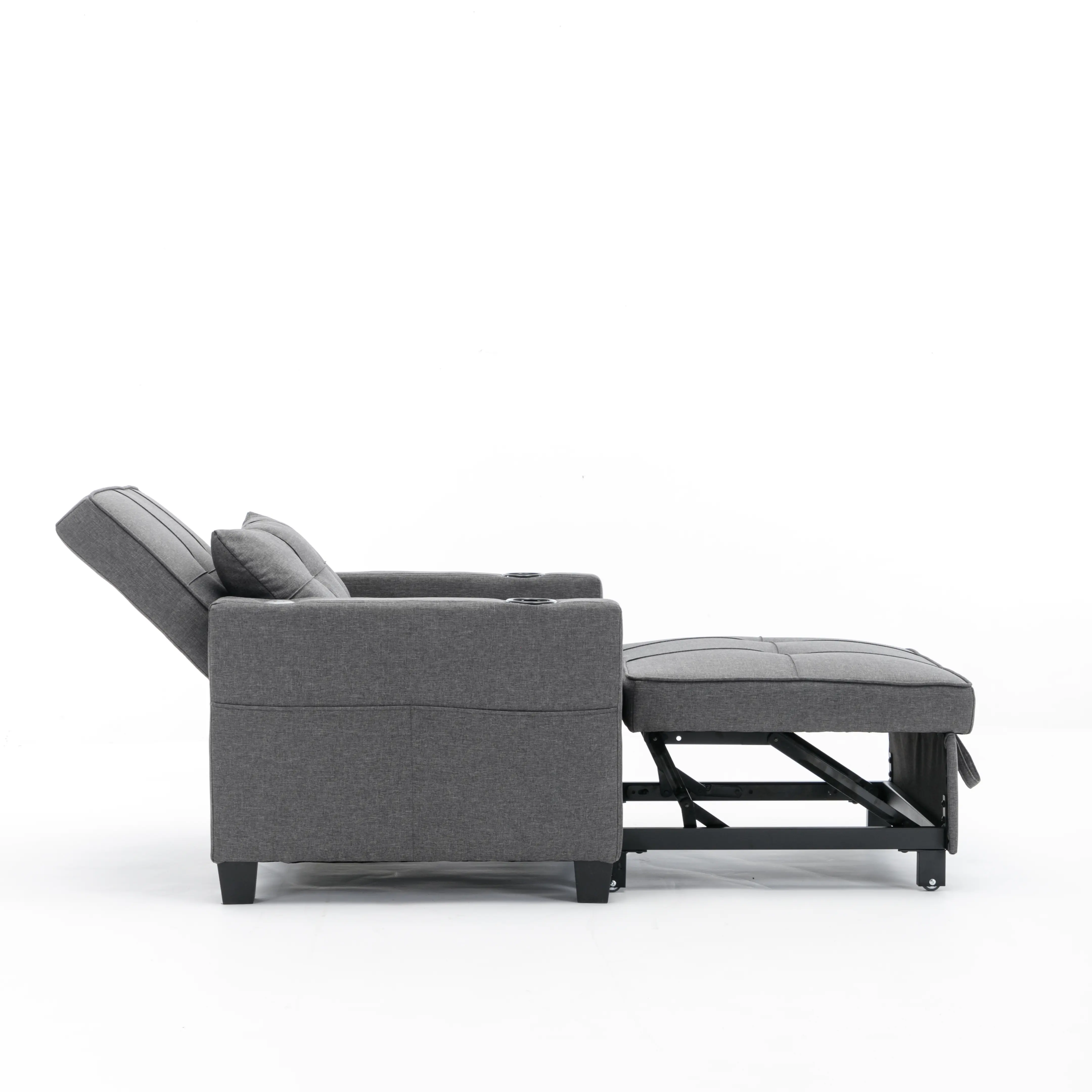 Futon Chair Bed Convertible Chair 3-in-1 Pull Out Sleeper Chair Beds with USB Ports, Armchair Bed Sleeper for ing Room (Dark Gre