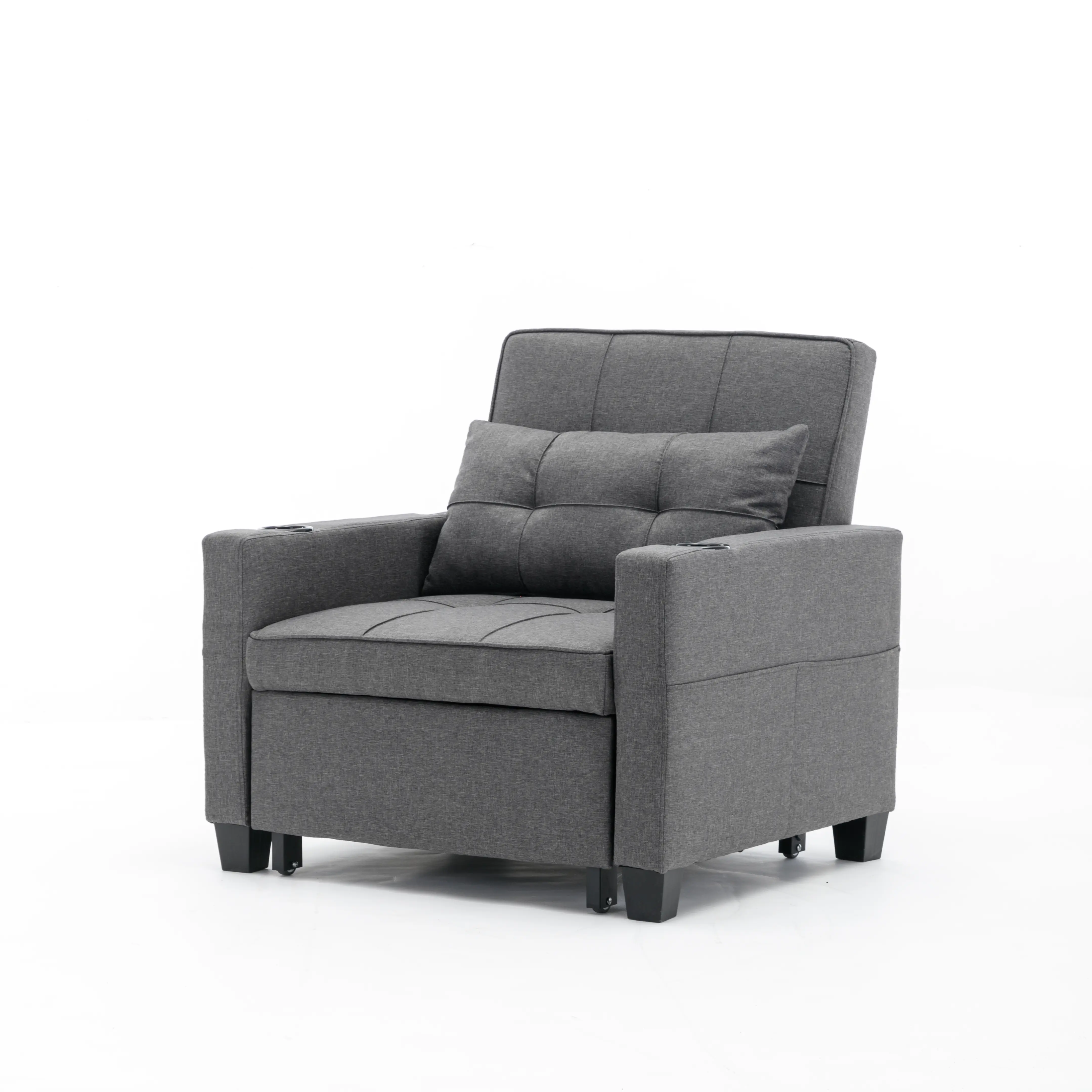 Futon Chair Bed Convertible Chair 3-in-1 Pull Out Sleeper Chair Beds with USB Ports, Armchair Bed Sleeper for ing Room (Dark Gre