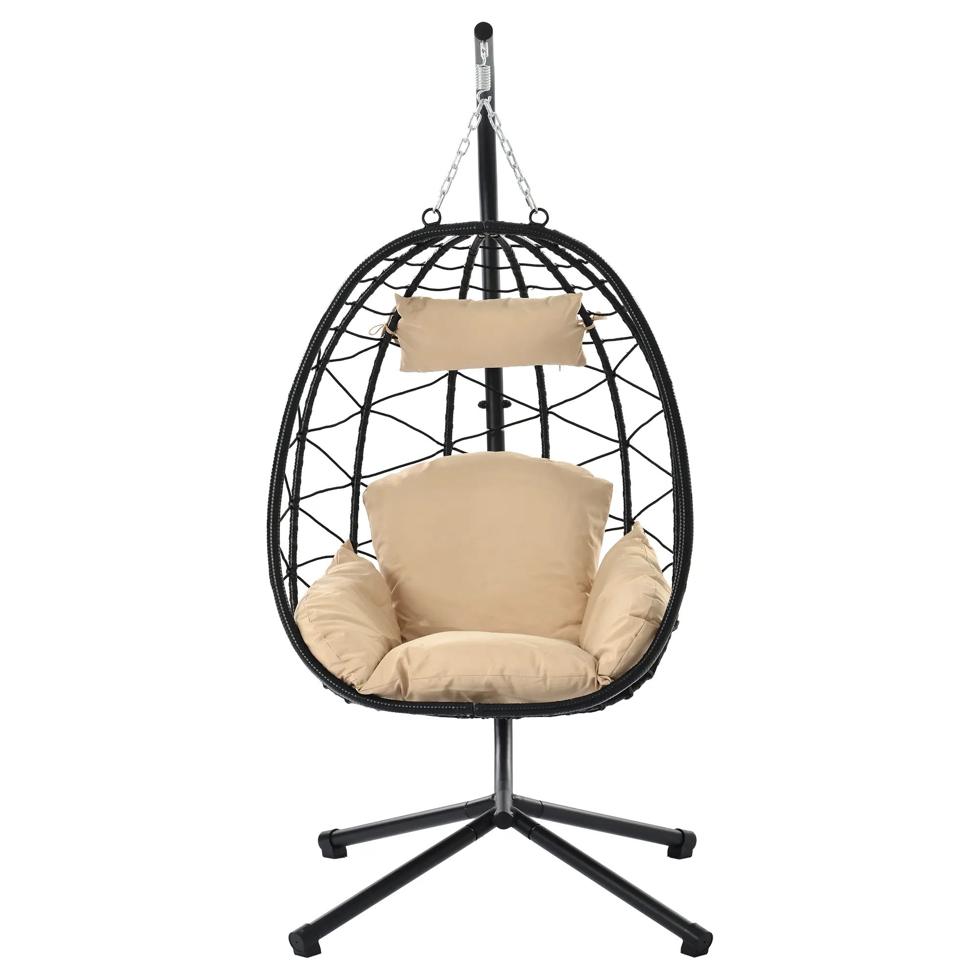Egg Chair with Stand Indoor Outdoor Swing Chair Patio Wicker Hanging Egg Chair Hanging Basket Chair Hammock Chair with Stand for