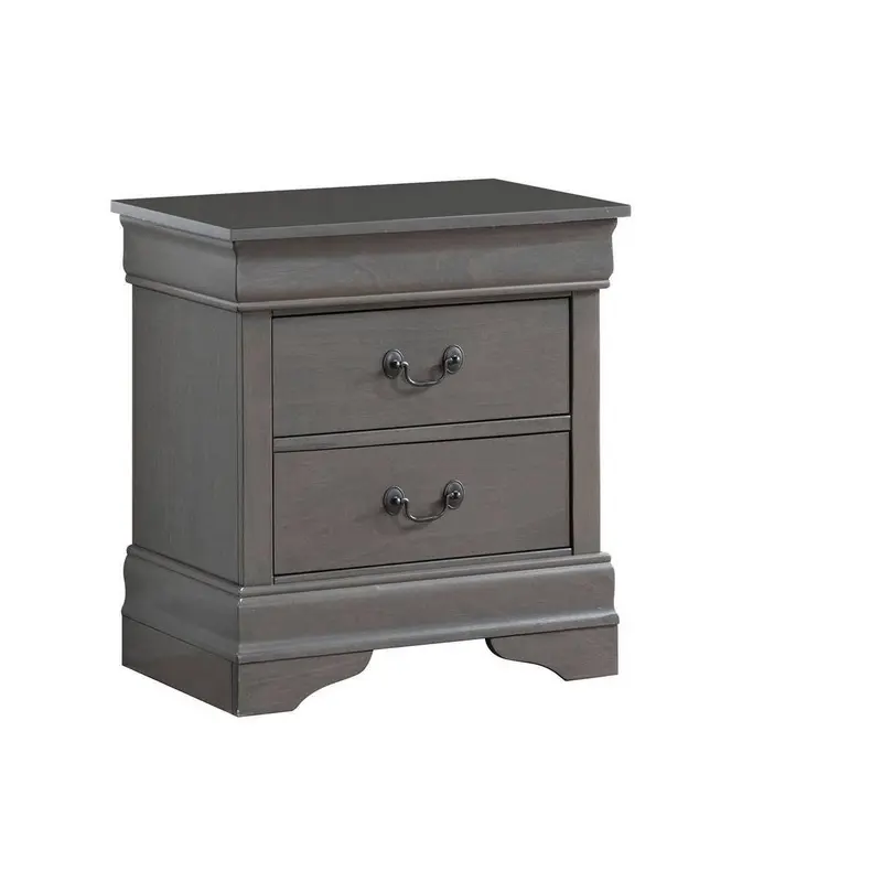 68.581pc Nightstand Gray Louis Philippe Solid wood English Dovetail Construction Antique Nickle Hanging Pulls
