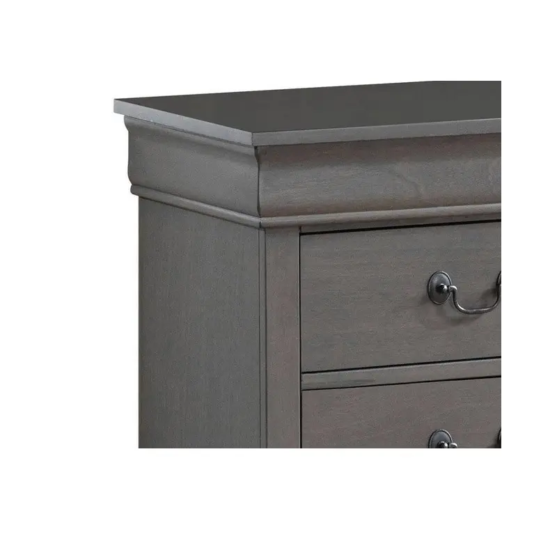 68.581pc Nightstand Gray Louis Philippe Solid wood English Dovetail Construction Antique Nickle Hanging Pulls