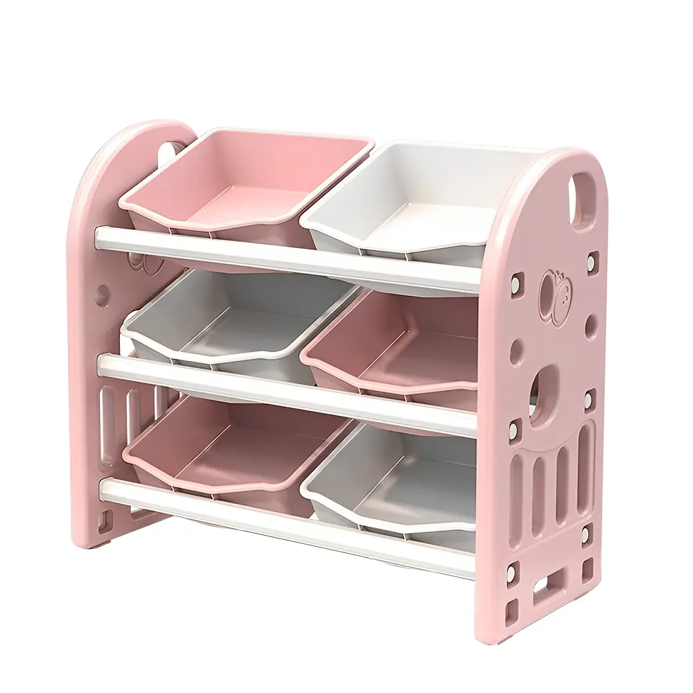 Kids Toy Storage Organizer with 6 Bins, Multi-functional Nursery Organizer Kids Furniture Set Toy Storage Cabinet Unit with HDPE