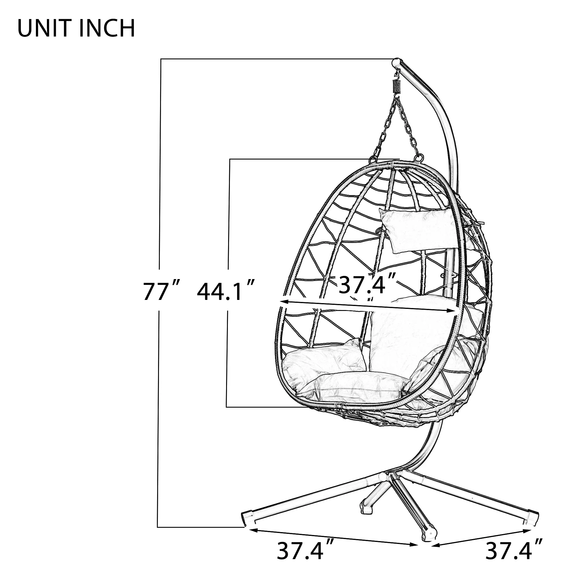 Egg Chair with Stand Indoor Outdoor Swing Chair Patio Wicker Hanging Egg Chair Hanging Basket Chair Hammock Chair with Stand for