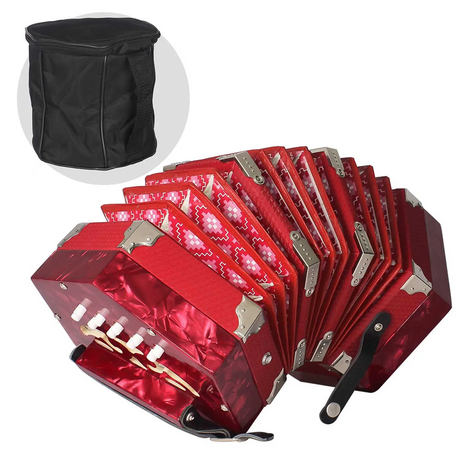 Concertina Accordion 20-Button 40-Reed Anglo Style with Carrying Bag Anglo-style concertina