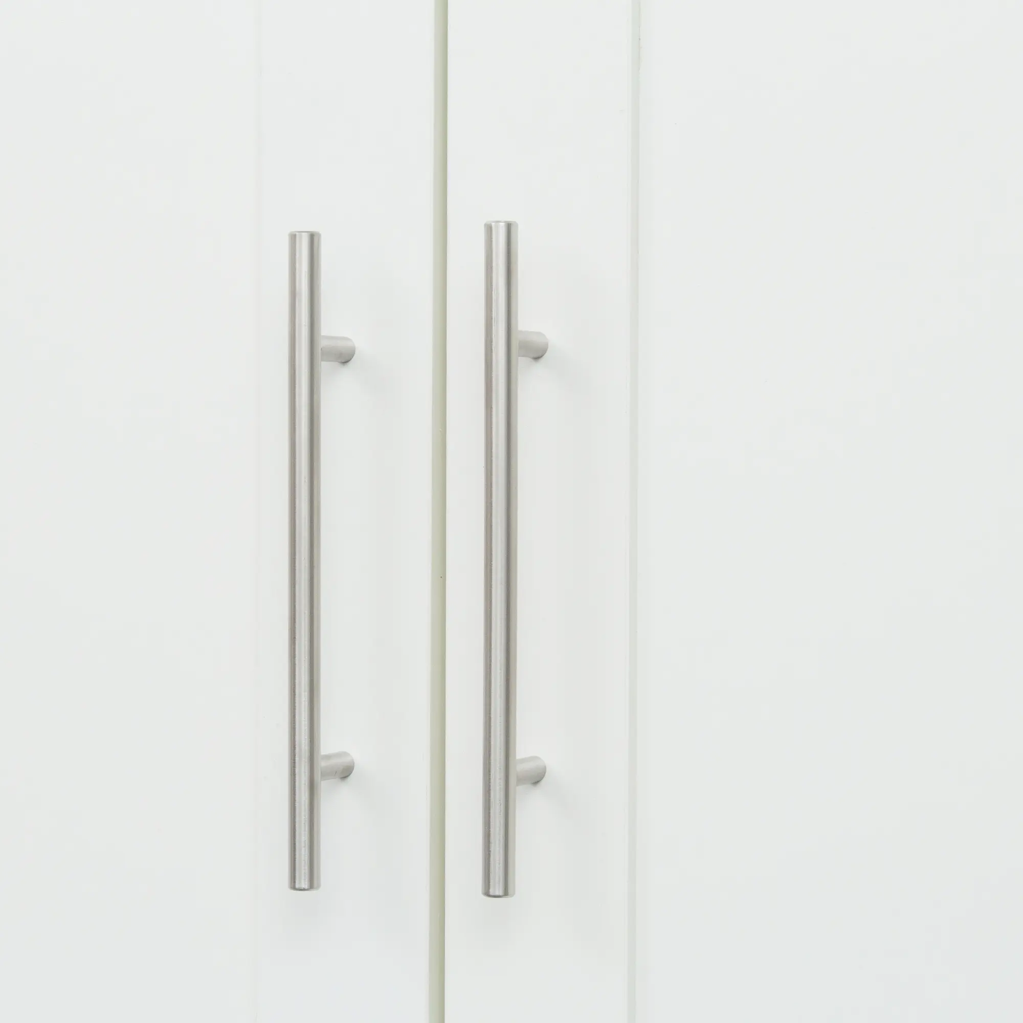 High wardrobe and kitchen cabinet with 2 doors, 2 drawers and 5 storage spaces,white