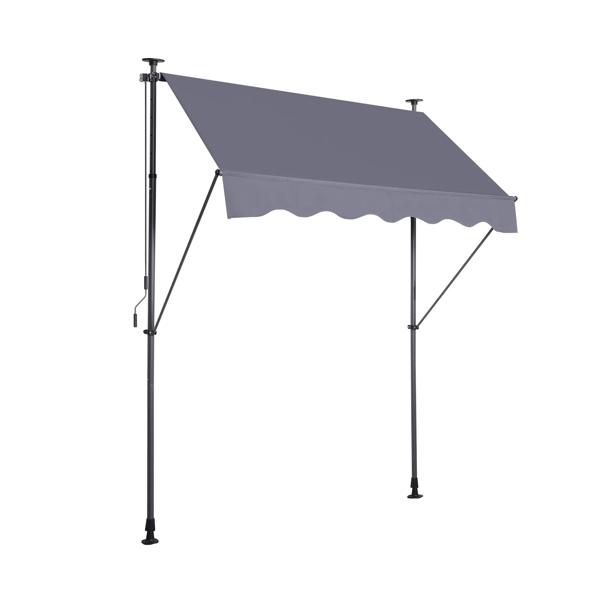 Manual Retractable Awning-118'' Non-Screw Outdoor Sun Shade Cover with UV Protection – 100% Polyester Made Outdoor Canopy Adjust