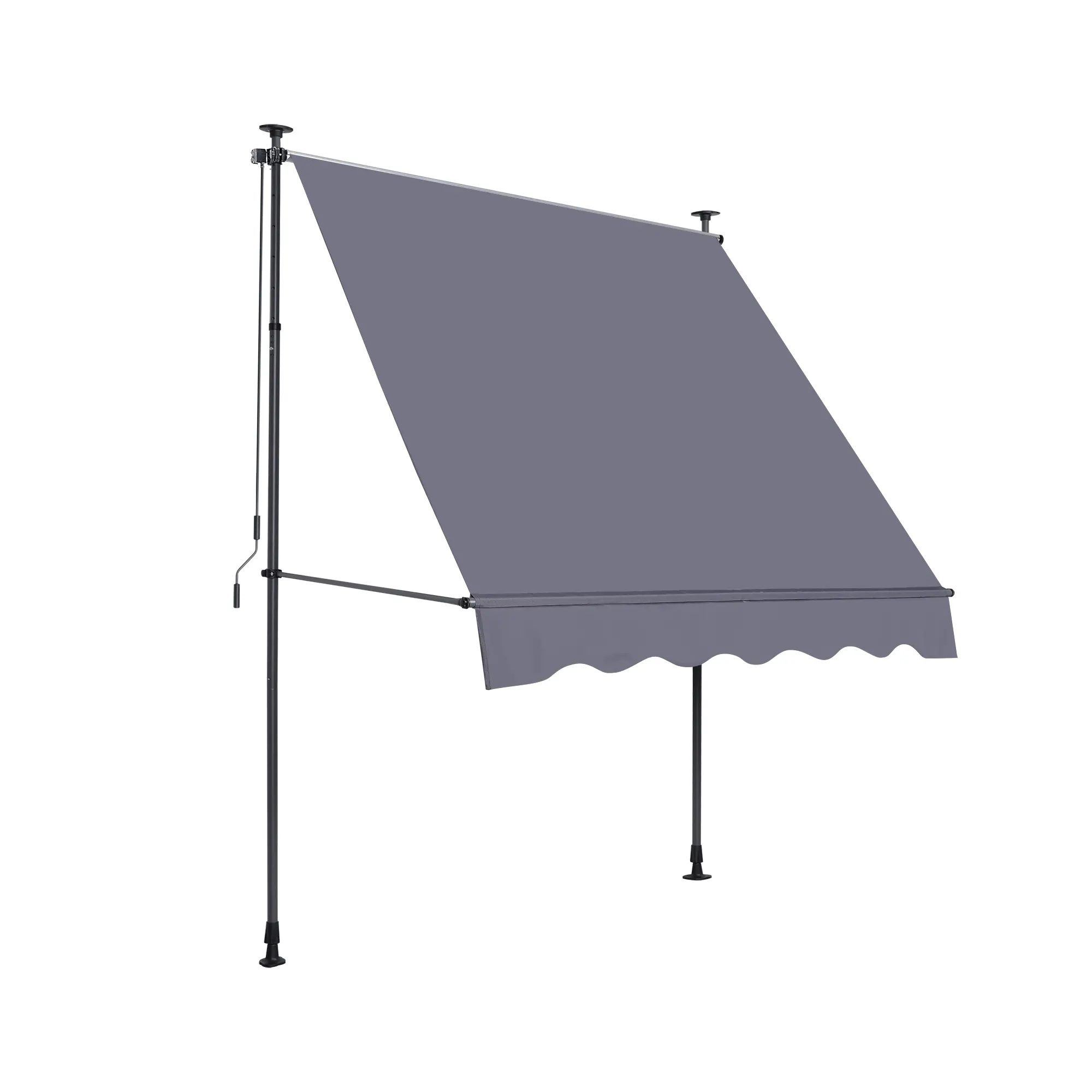 Manual Retractable Awning-118'' Non-Screw Outdoor Sun Shade Cover with UV Protection – 100% Polyester Made Outdoor Canopy Adjust