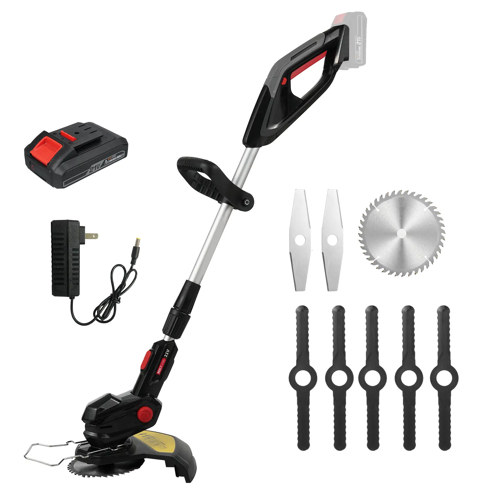 Electric Weed Eater Cordless Lawn Trimmer Weed Wacker Battery Powered Trimmer Lawn Edger with Adjustable Length and 3 Types Blad