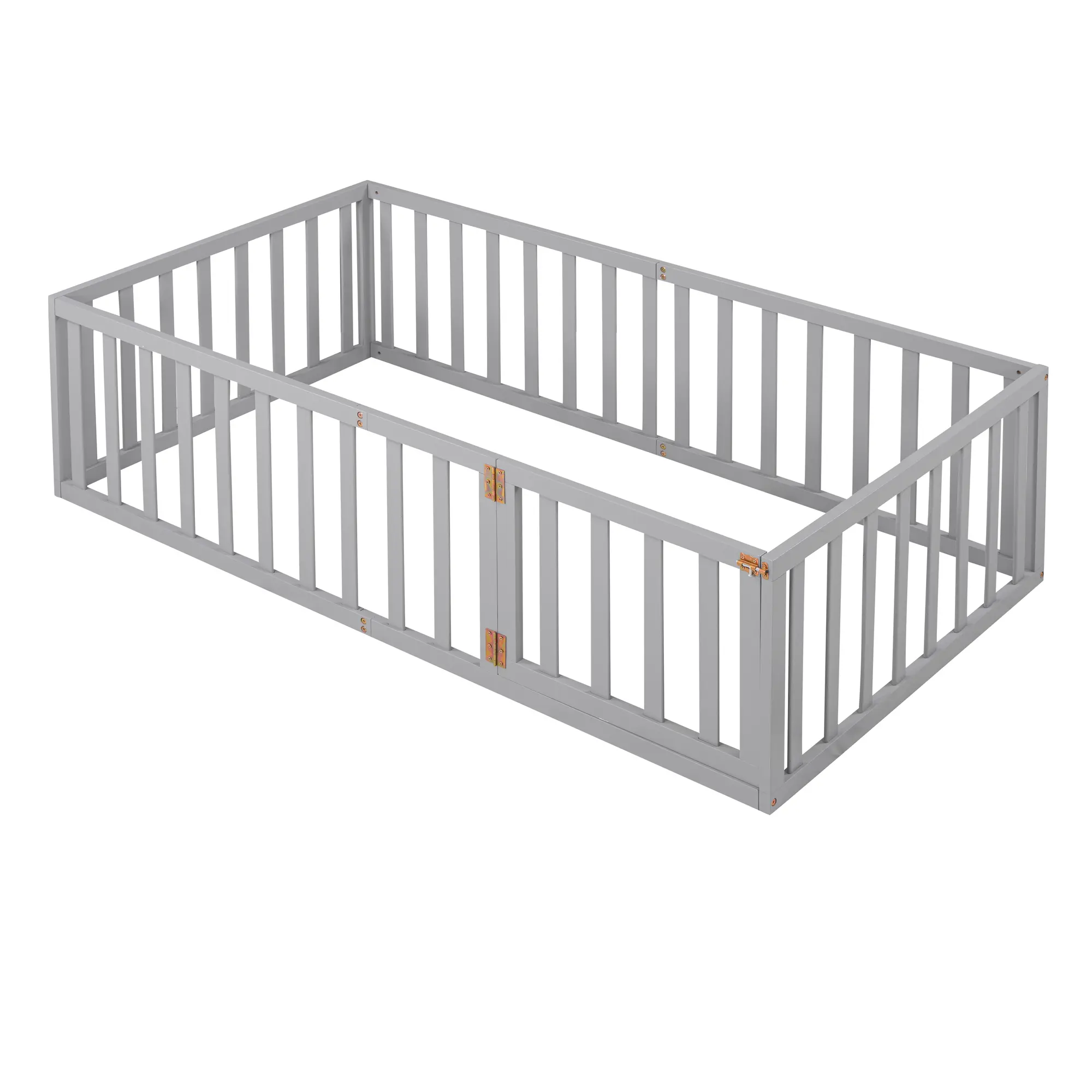 Twin Size Wood Daybed Frame with Fence, Gray（OLD SKU :WF289661AAE）
