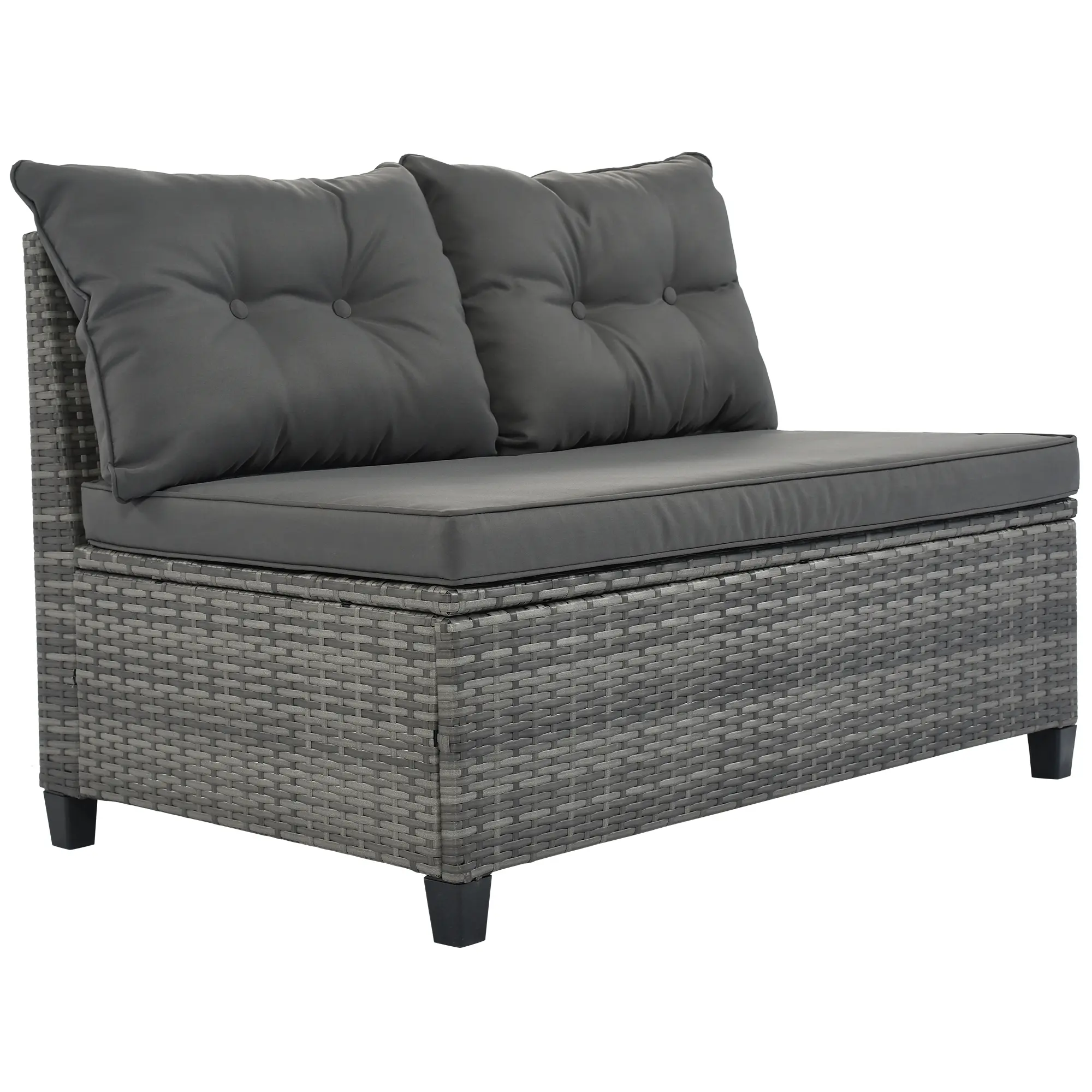 8-pieces Outdoor Wicker Round Sofa Set, Half-Moon Sectional Sets All Weather, Curved Sofa Set With Rectangular Coffee Table, PE