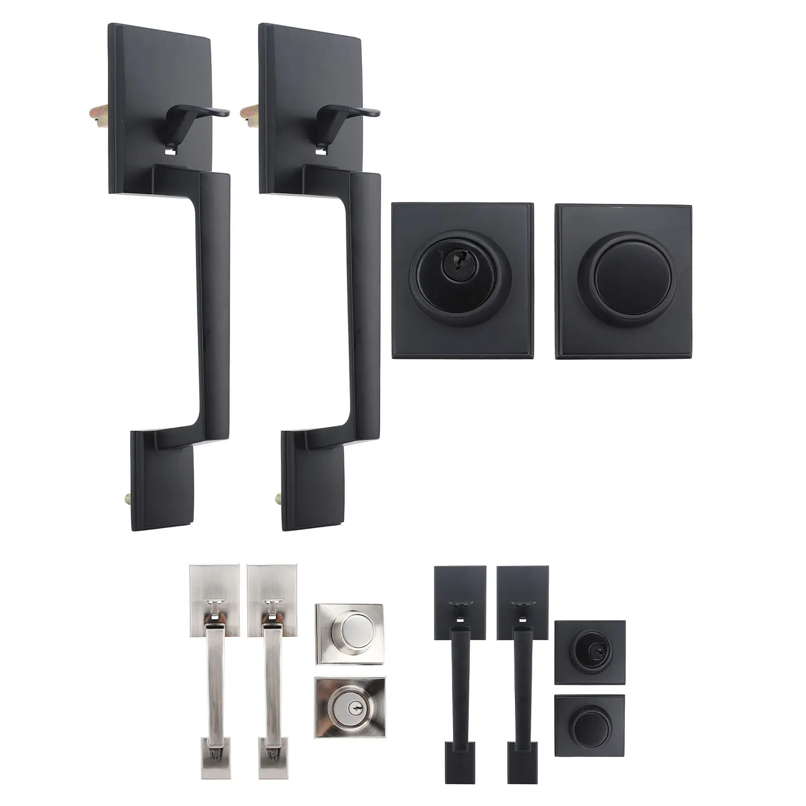 Door Handle Set Handle Set Double Door Handle Set Hole Spacing Adjustable Heavy Duty Modern  Double Front Door Handle Set