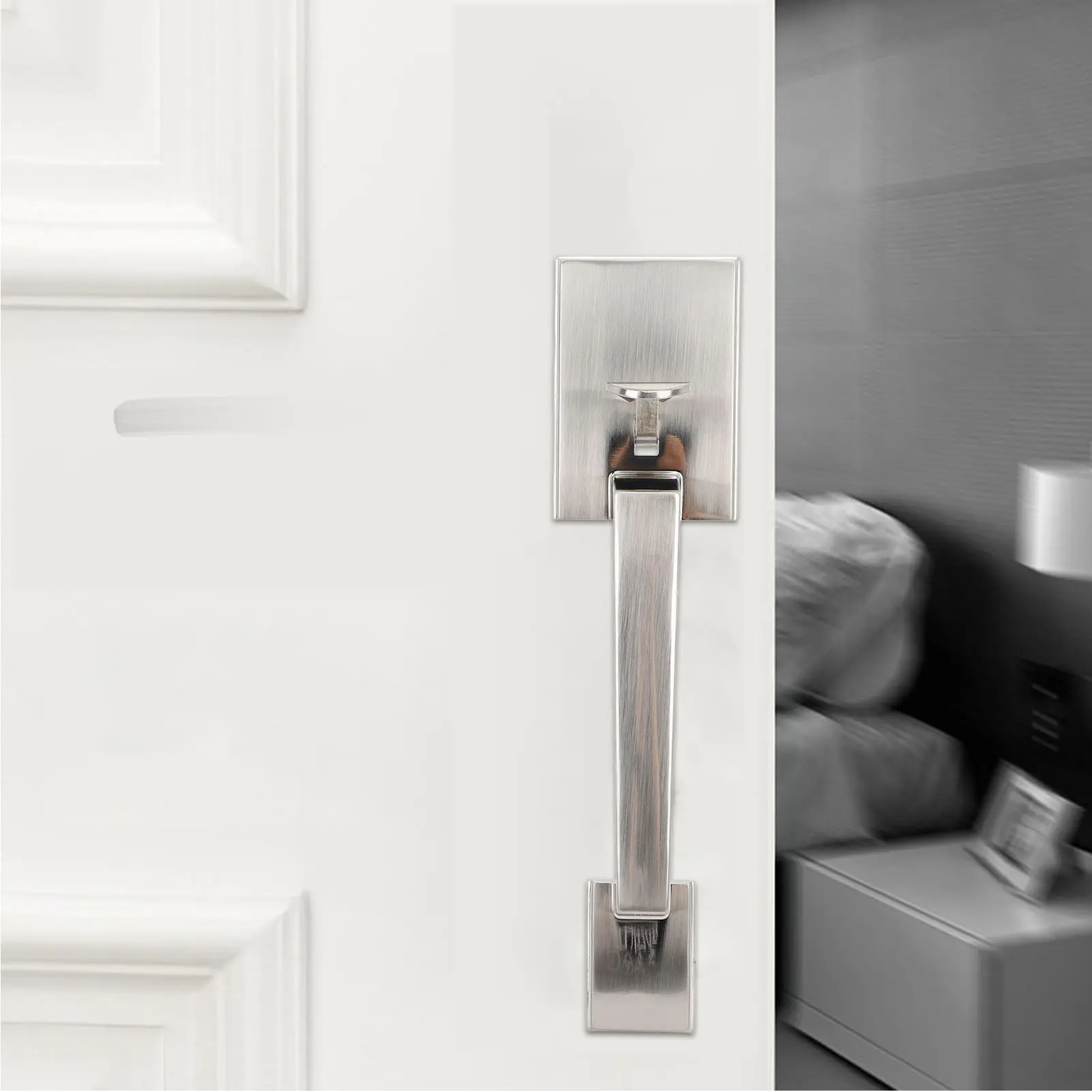 Door Handle Set Handle Set Double Door Handle Set Hole Spacing Adjustable Heavy Duty Modern  Double Front Door Handle Set
