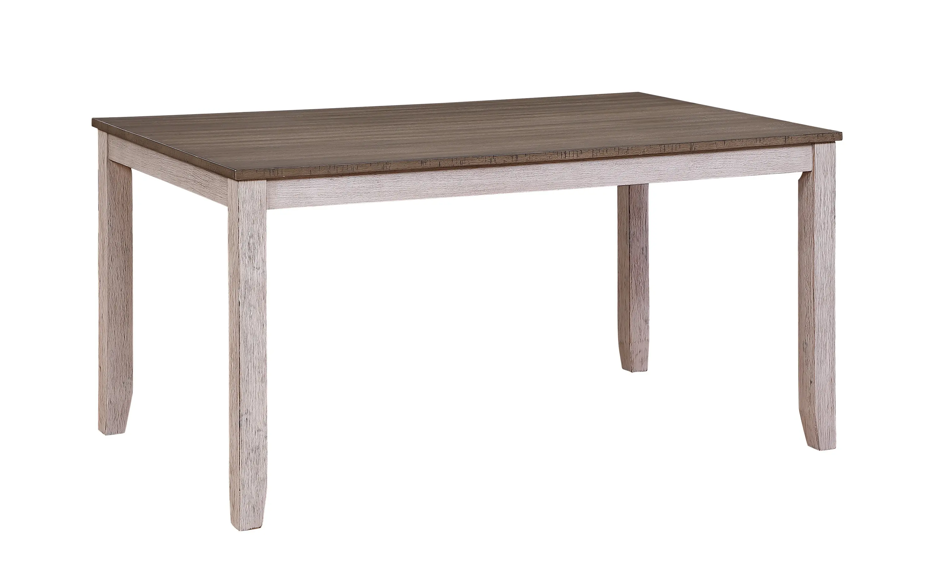 Grayish White and Brown Finish Casual Dining Room Furniture 5pc Dining Set Rectangular Wooden Table and 4x Side Chairs Fabric Up