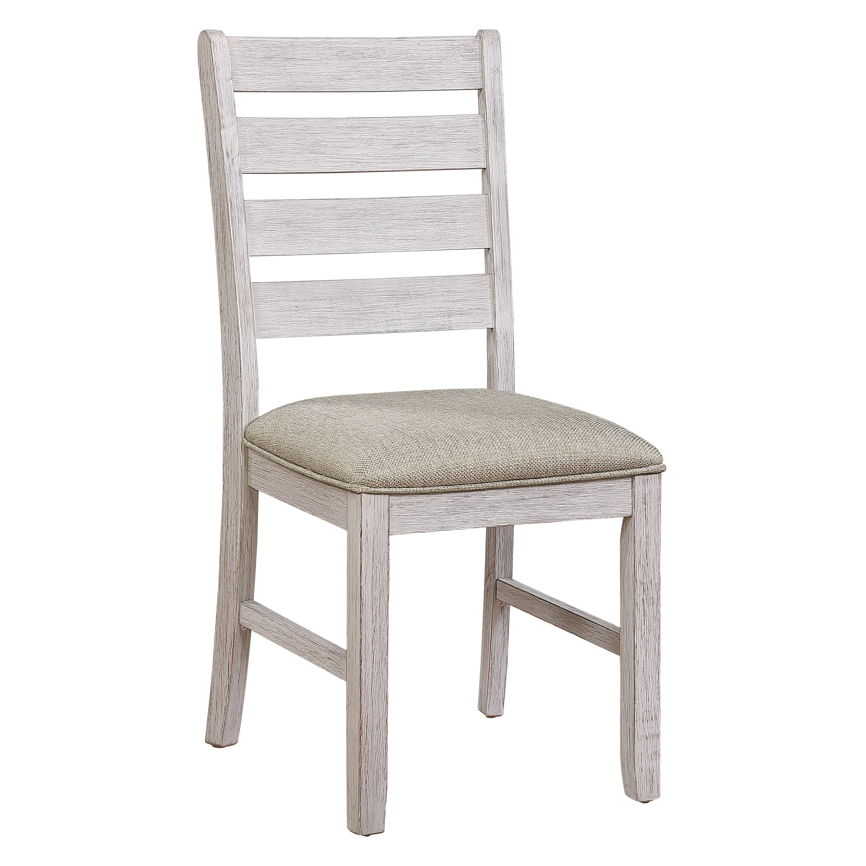 Grayish White and Brown Finish Casual Dining Room Furniture 5pc Dining Set Rectangular Wooden Table and 4x Side Chairs Fabric Up