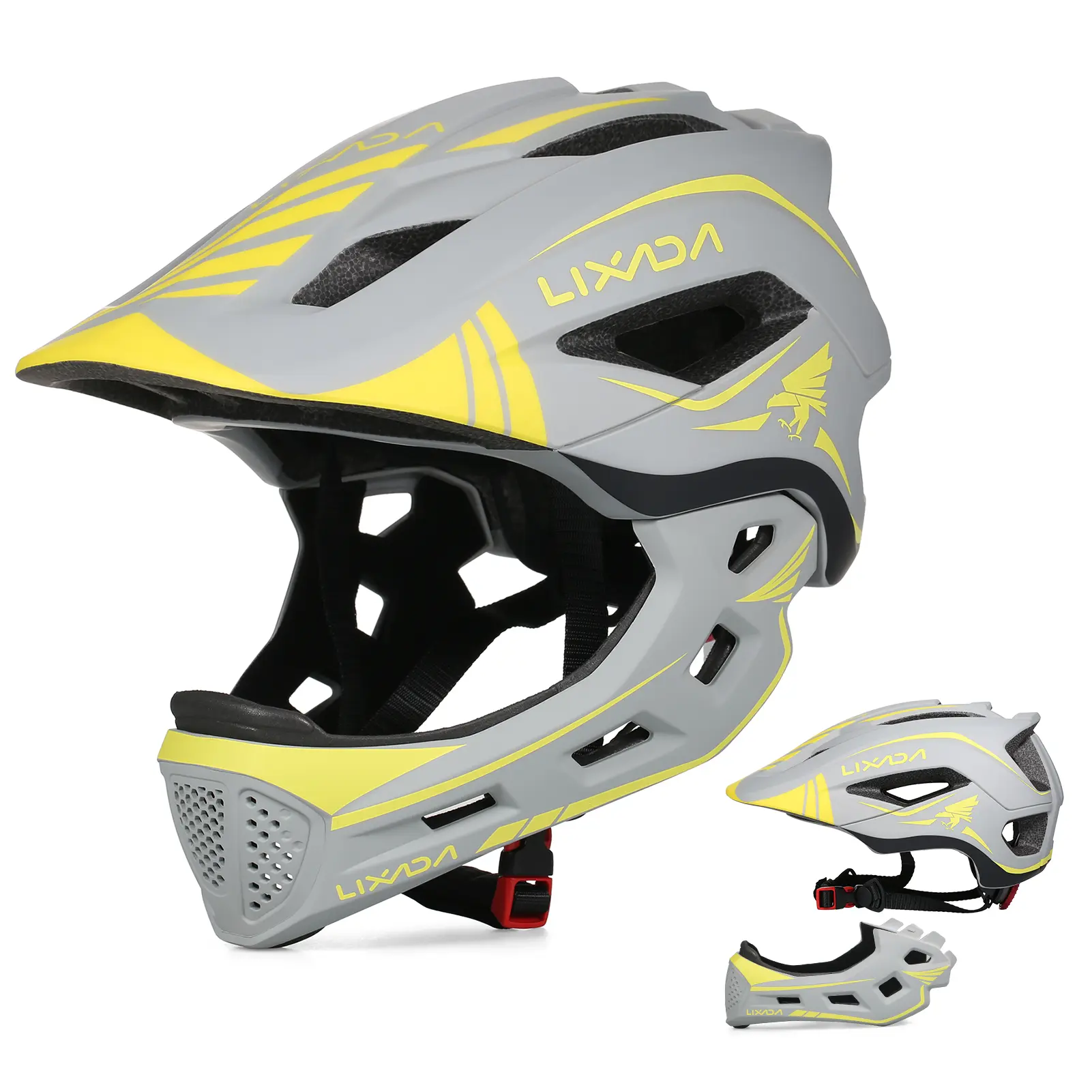 Lixada Kids Detachable Full Face Helmet Children Sports Safety Bike Helmet Protective Gear for Cycle Skateboarding Roller Skatin