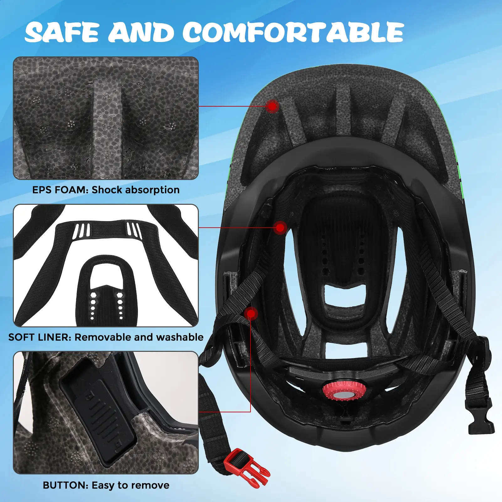 Lixada Kids Detachable Full Face Helmet Children Sports Safety Bike Helmet Protective Gear for Cycle Skateboarding Roller Skatin