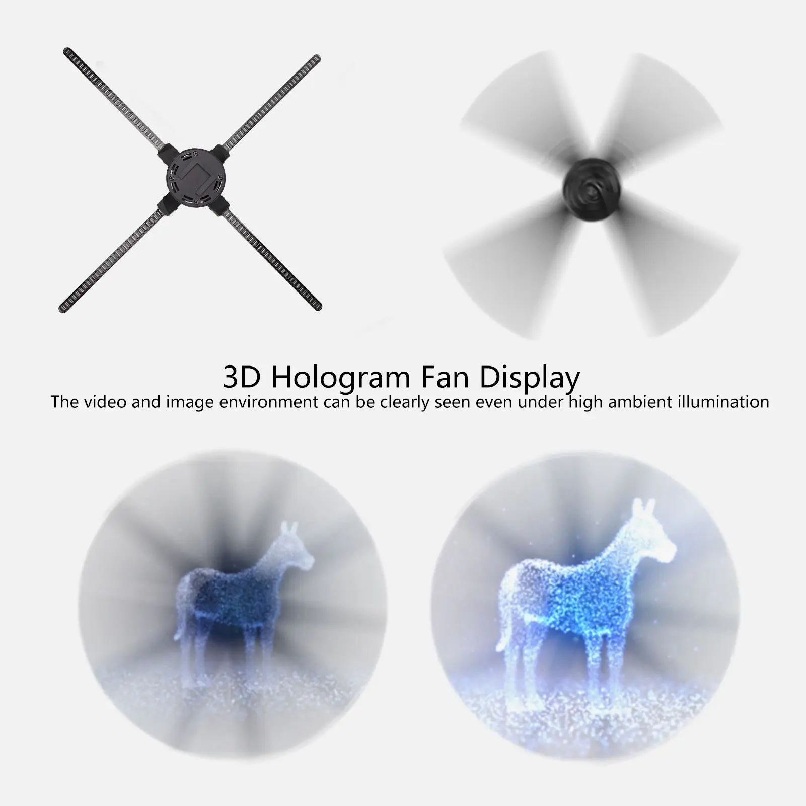 3D Hologram Fan Player 3D Hologram Fan Display 1024x768P WiFi APP Control Holographic Advertising Machine for Win Exhibition