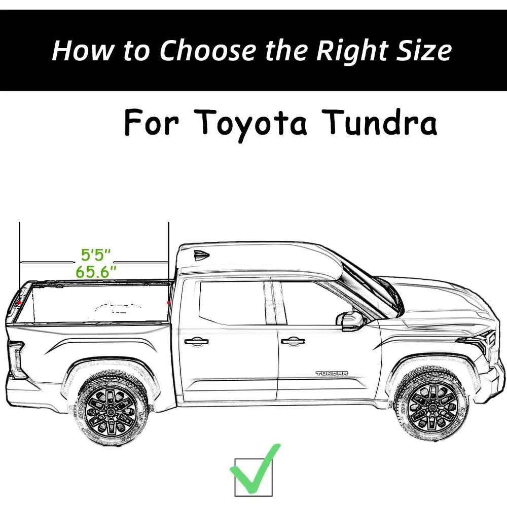 Retractable Truck Bed Tonneau Cover for 2022 2023 2024 2025 Toyota Tundra (5.5' /65.6") Hard Truck Bed Cover Key Lock