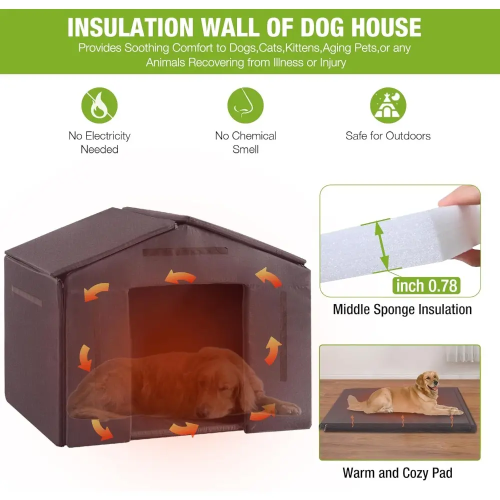 Dog House Outdoor Large Insulated Dog Kennel with Liner for Winter Waterproof Dog Cage for Small & Medium & Large Dogs,Unique Al