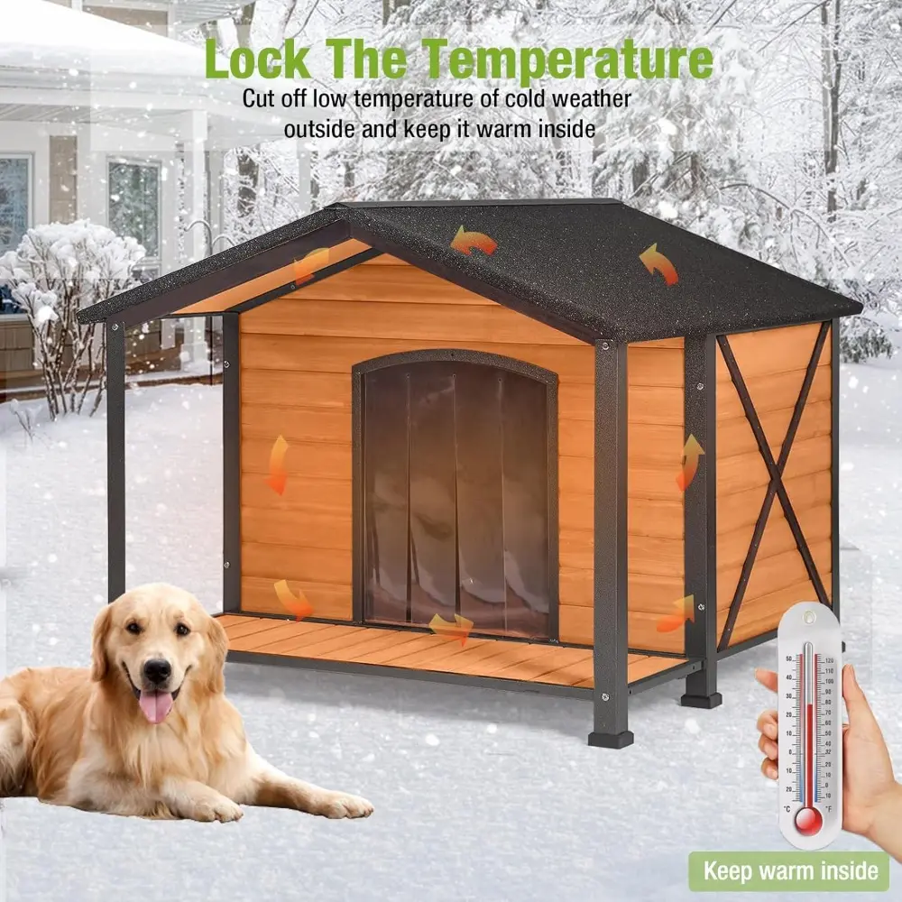 Dog House Outdoor Large Insulated Dog Kennel with Liner for Winter Waterproof Dog Cage for Small & Medium & Large Dogs,Unique Al