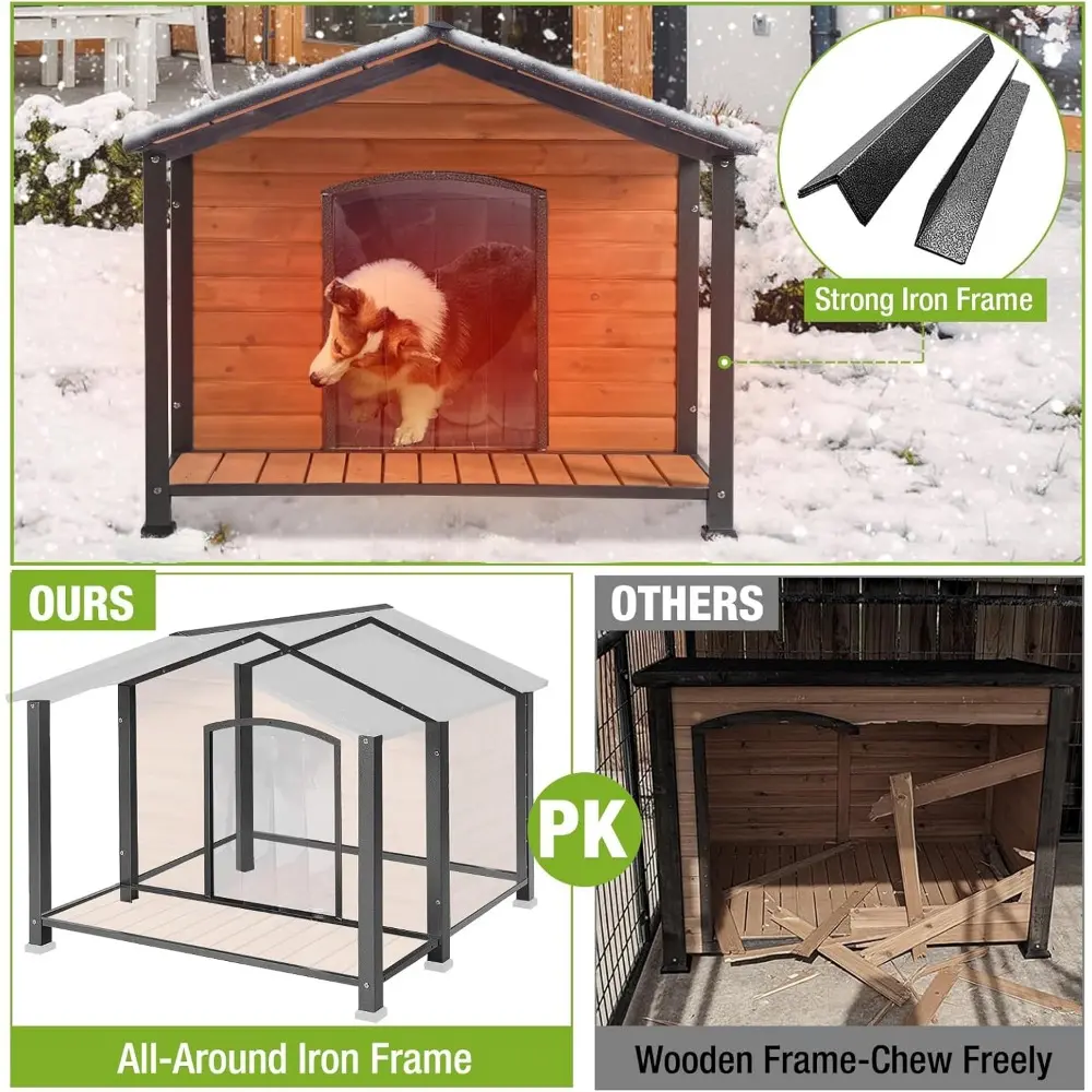 Dog House Outdoor Large Insulated Dog Kennel with Liner for Winter Waterproof Dog Cage for Small & Medium & Large Dogs,Unique Al