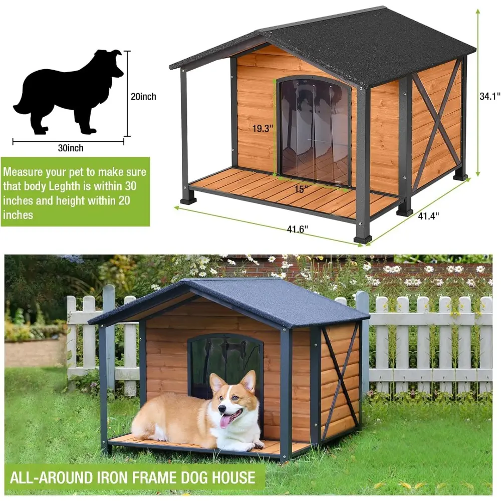 Dog House Outdoor Large Insulated Dog Kennel with Liner for Winter Waterproof Dog Cage for Small & Medium & Large Dogs,Unique Al