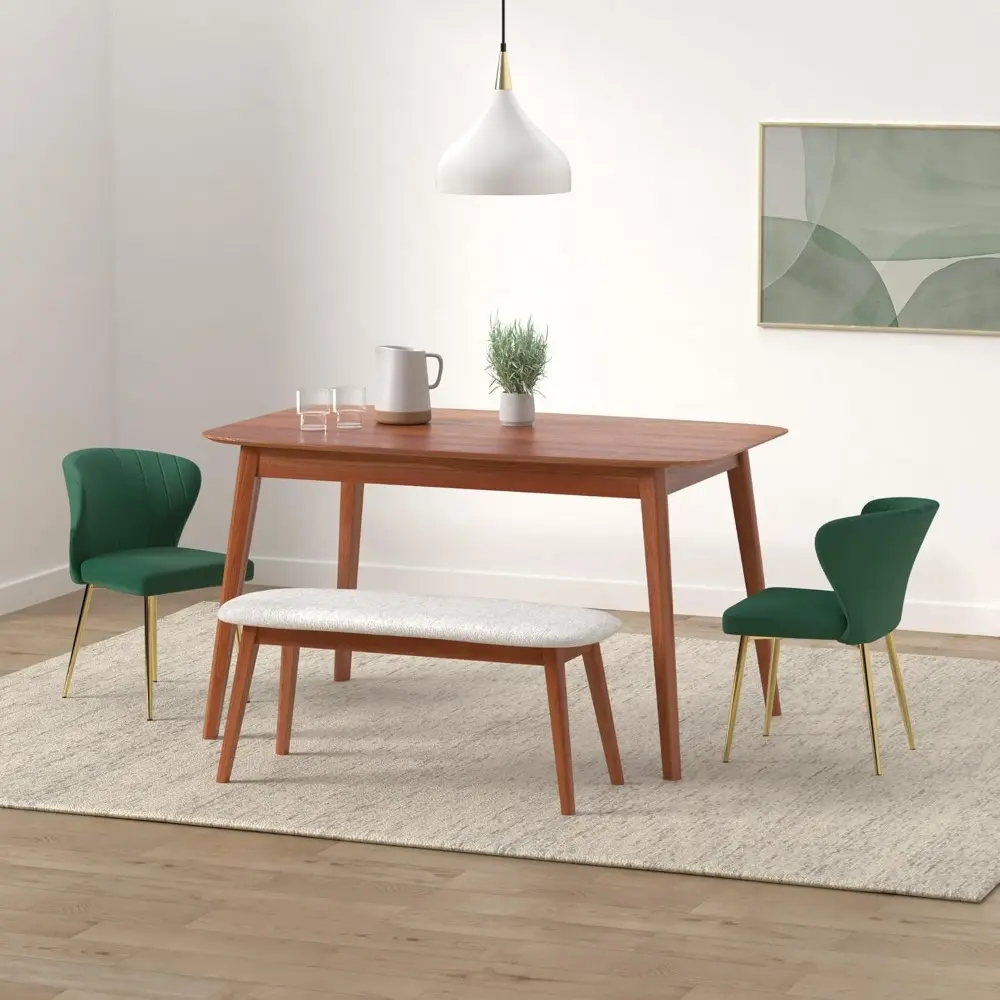 Velvet Dining Chairs Set of 4, Tufted Upholstered Dining Chair with Golden Metal Legs, Mid Century Modern Dining Chairs for Din