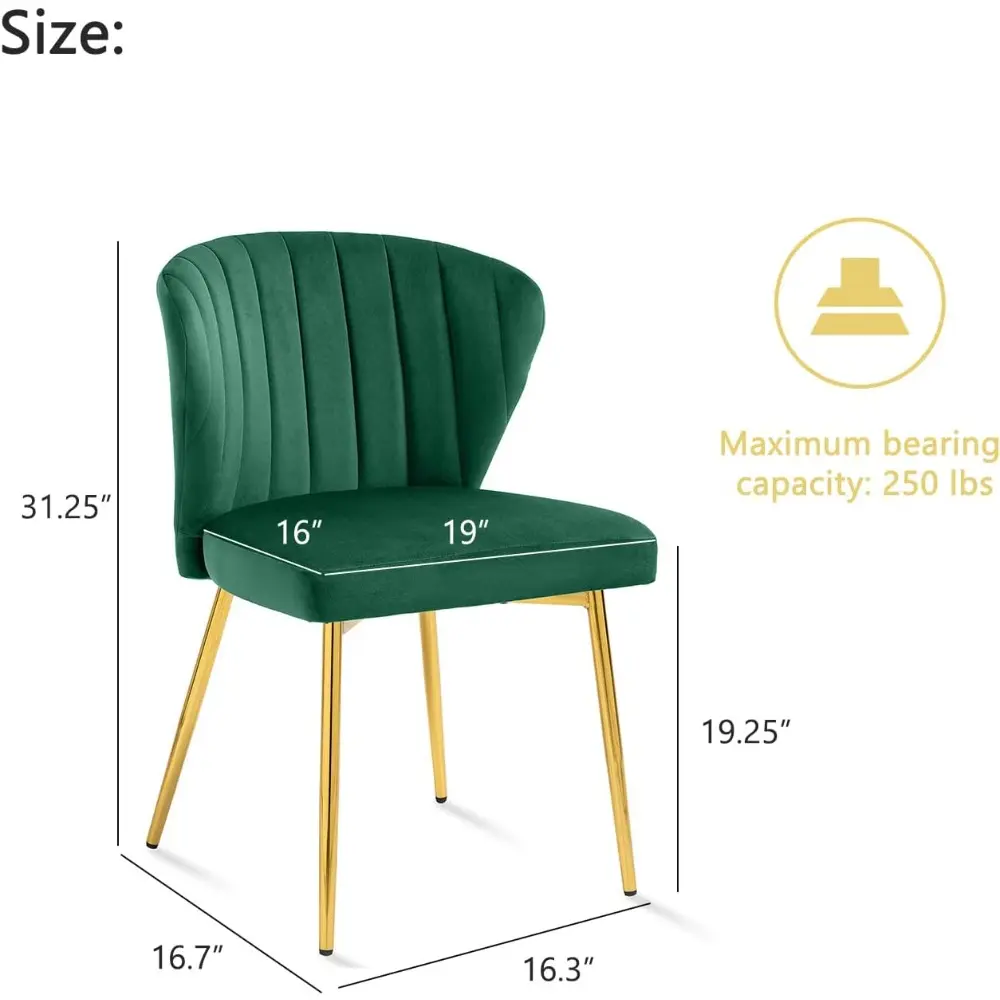 Velvet Dining Chairs Set of 4, Tufted Upholstered Dining Chair with Golden Metal Legs, Mid Century Modern Dining Chairs for Din