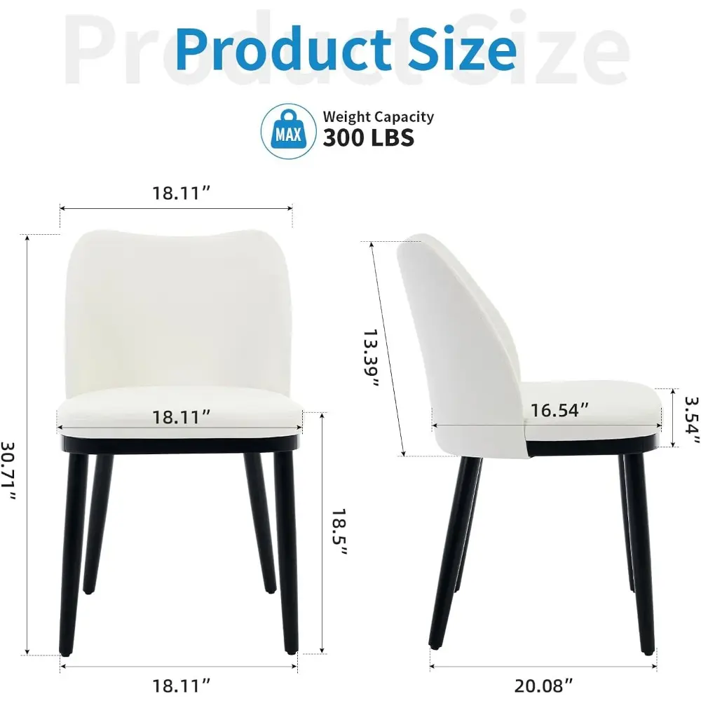 Linen Upholstered Dining Chairs Set of 4, Modern Kitchen Side Chairs with Padded Seat, Back and Wooden Legs for Dining Room, Ki