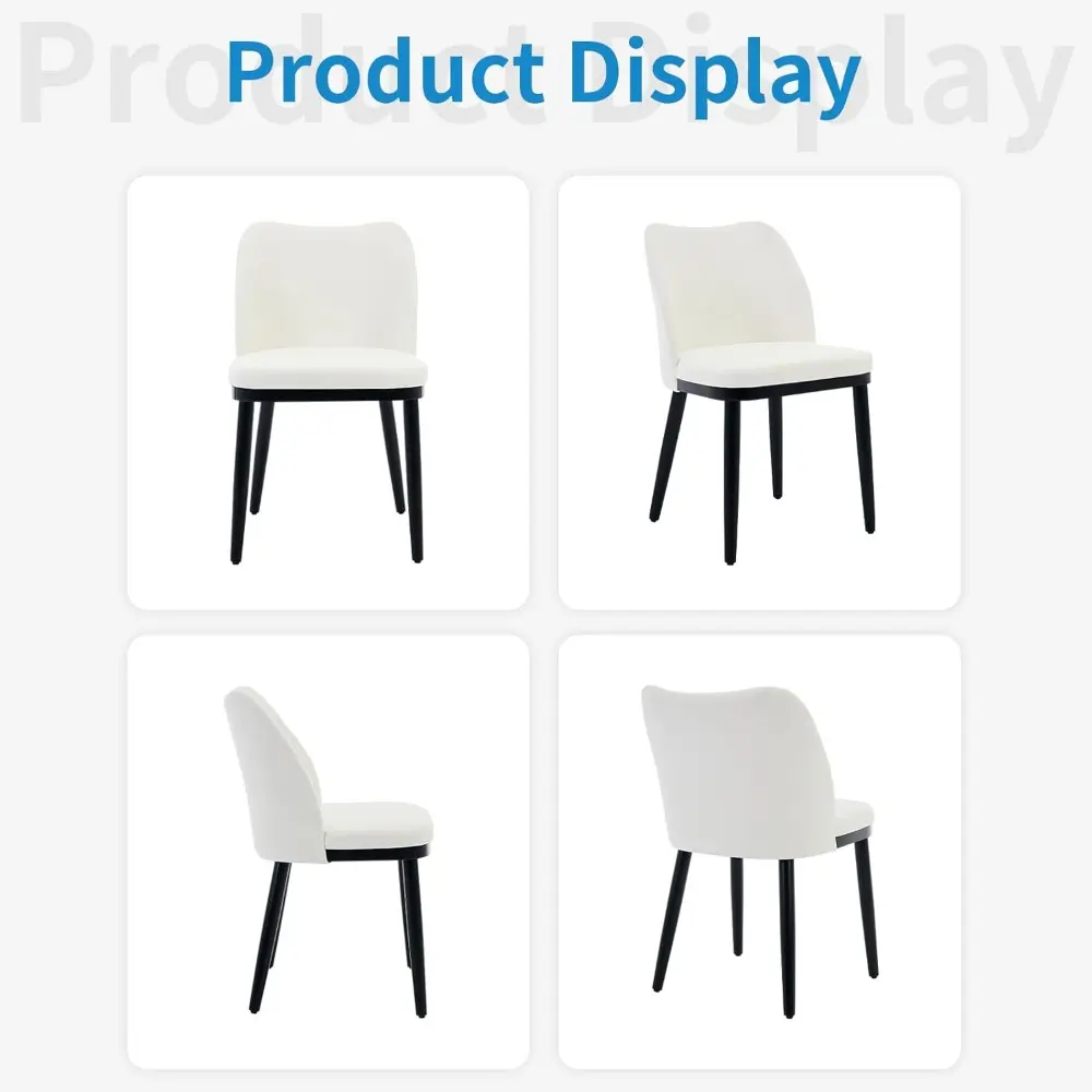 Linen Upholstered Dining Chairs Set of 4, Modern Kitchen Side Chairs with Padded Seat, Back and Wooden Legs for Dining Room, Ki
