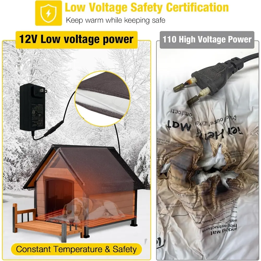 Heated Dog House Outdoor 50.9" Large Dog Kennel with Metal Frame Insulated Indoor Dog Cage for Small Medium Large Dogs with Hea
