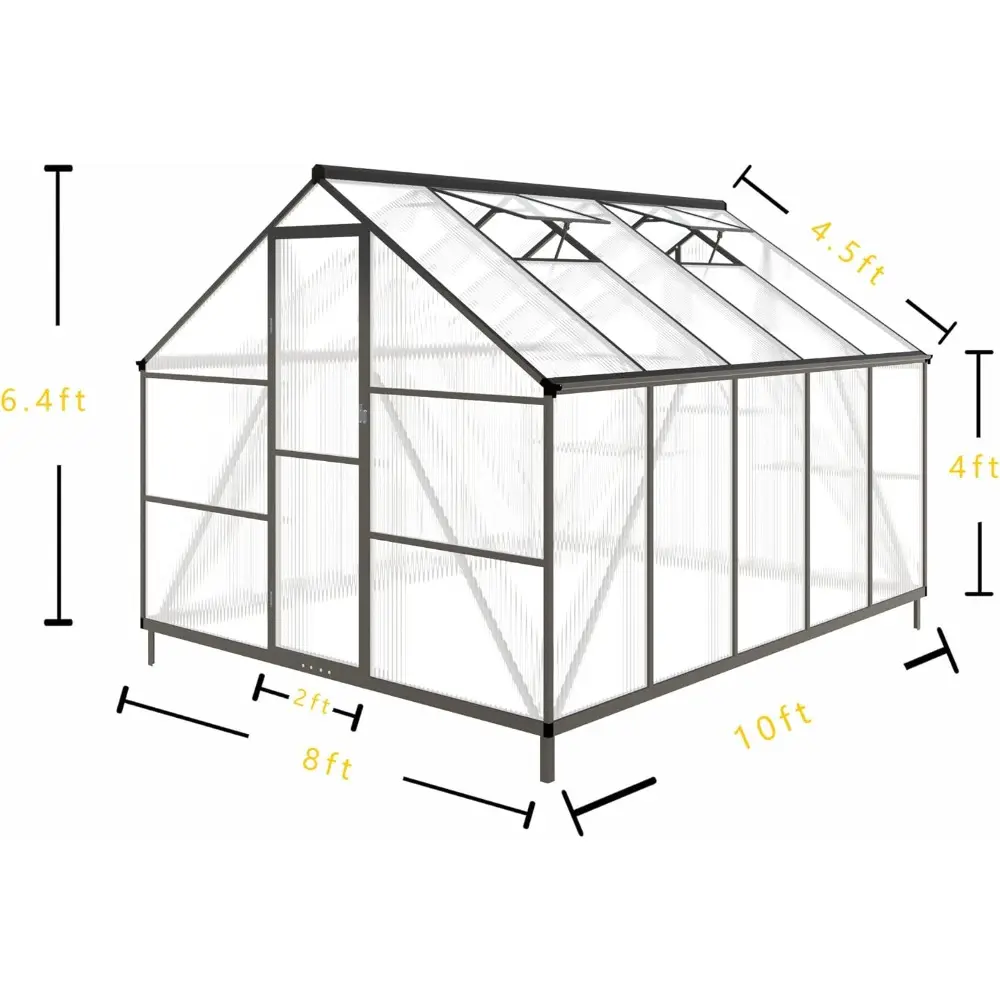 CQZY 8x10 FT Greenhouse for Outdoors,Green House for Outside,Dark Gray