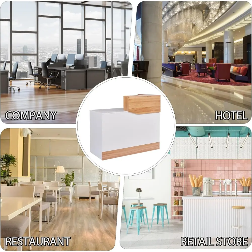 Reception Desk with Counter,Modern Counter Table with Cable Grommet,47 inch Retail Counter for Checkout, Lobby, Beauty Salon,Bar