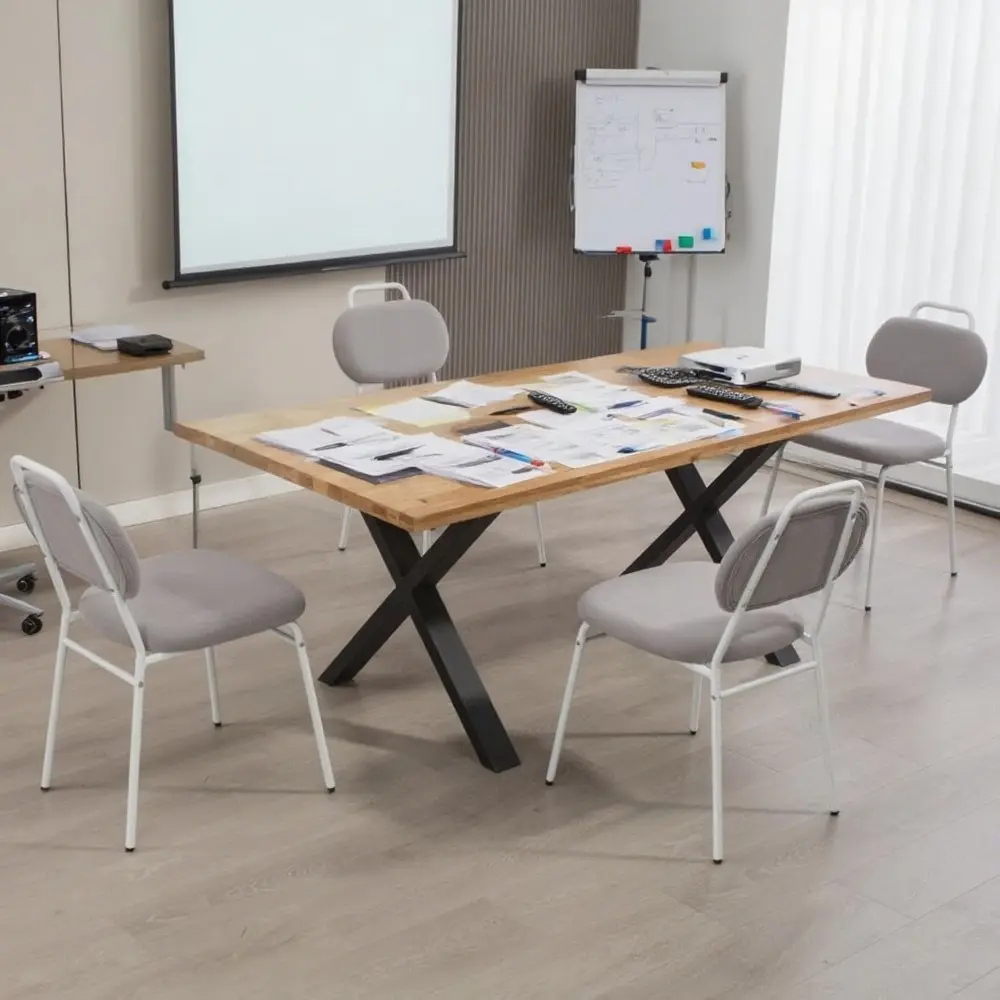Guest Chairs Set of 4, Waiting Room Chairs with Fabric Padded Seat and Metal Legs for Conference Lobby Home Office, Grey